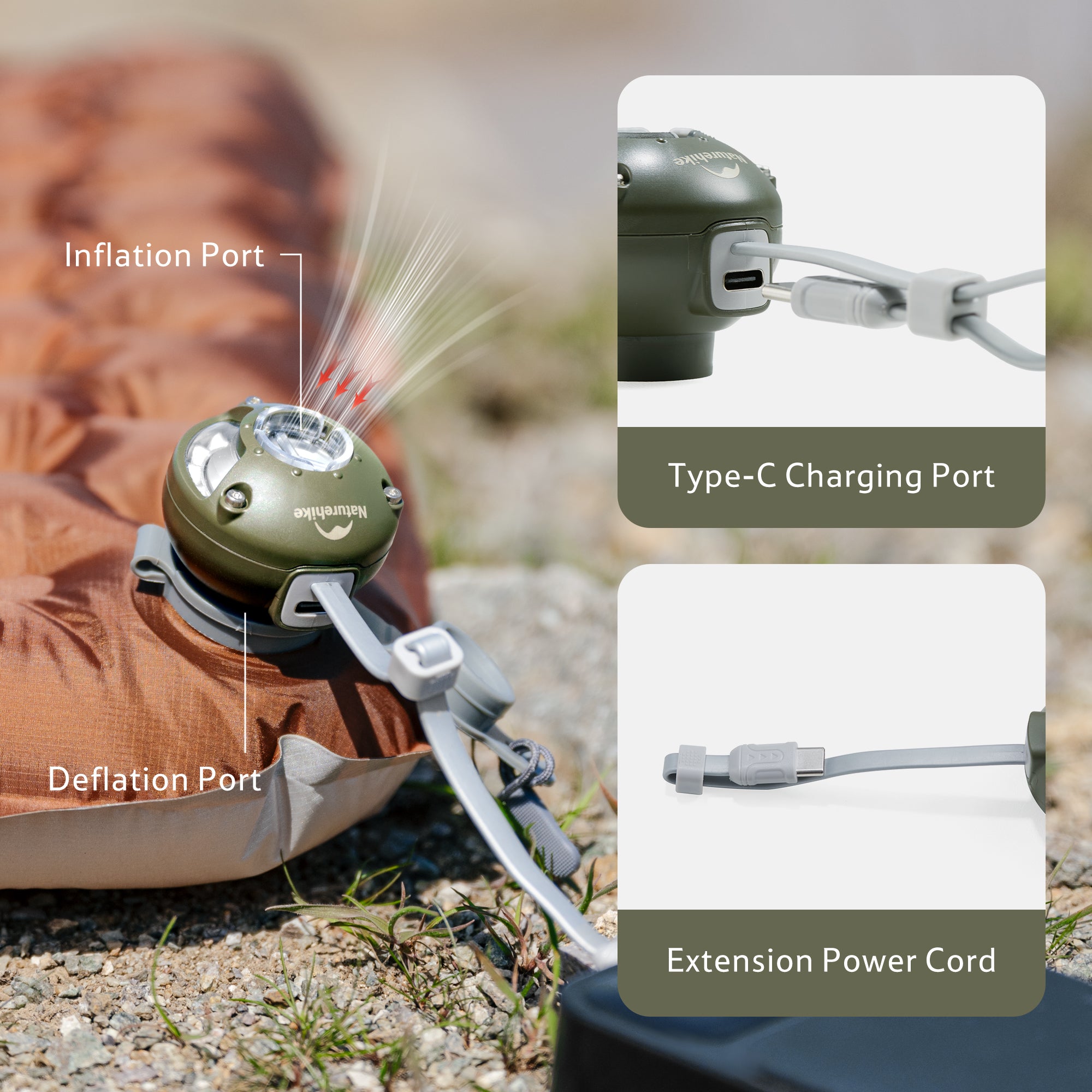Naturehike Wind-nano mini pompe à air électrique 29g USB-C