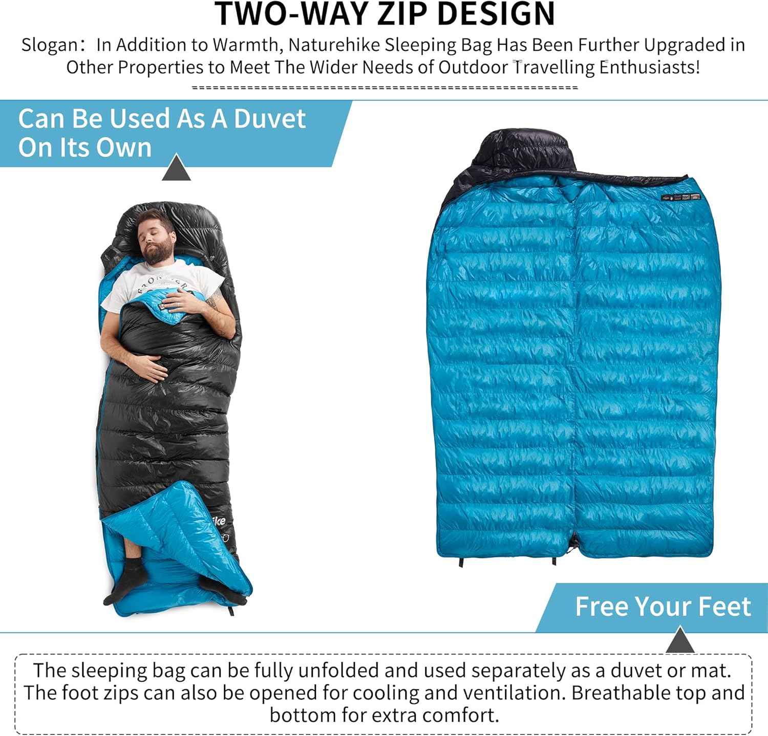 Naturehike CW400 sac couchage duvet 5°C M noir