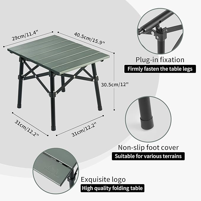Naturehike PeakLite L02 table camping pliante vert 1 kg