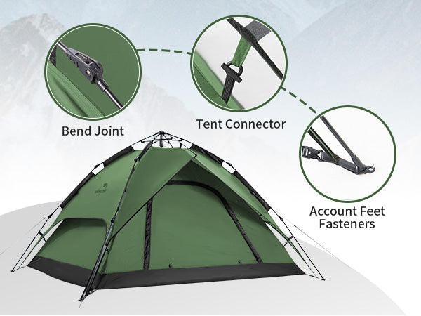 Naturehike AutoPop Tente Camping 4 Personnes 205x225cm 2000mm