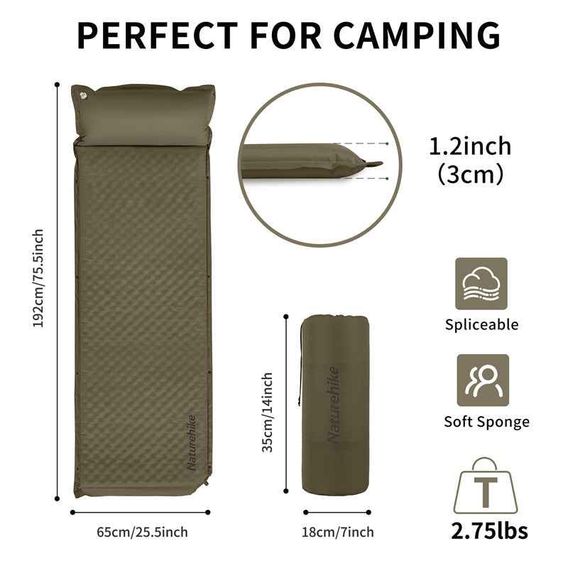 Naturehike D01 matelas autogonflant vert simple 3 cm