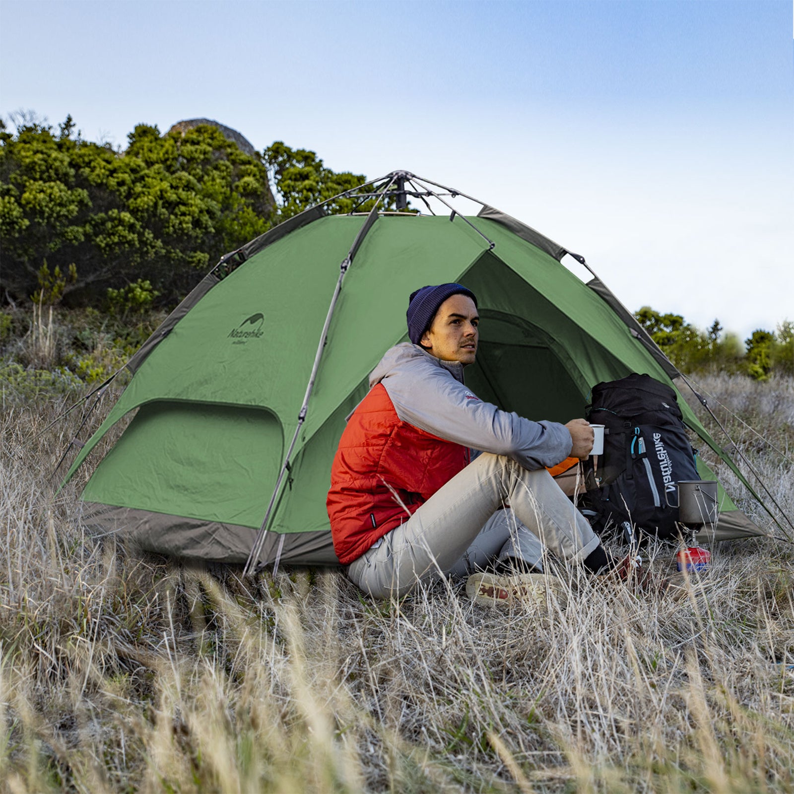 Naturehike AutoPop Tente Camping 4 Personnes 205x225cm 2000mm