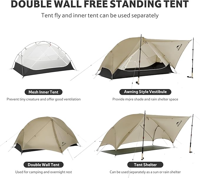 Naturehike Mongar UL tente 1 personne sable lunaire 1,2kg