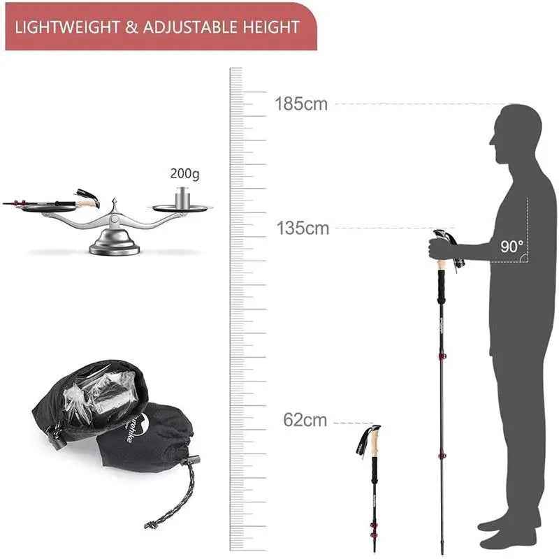 Naturehike bâtons randonnée carbone 3K pliables réglables