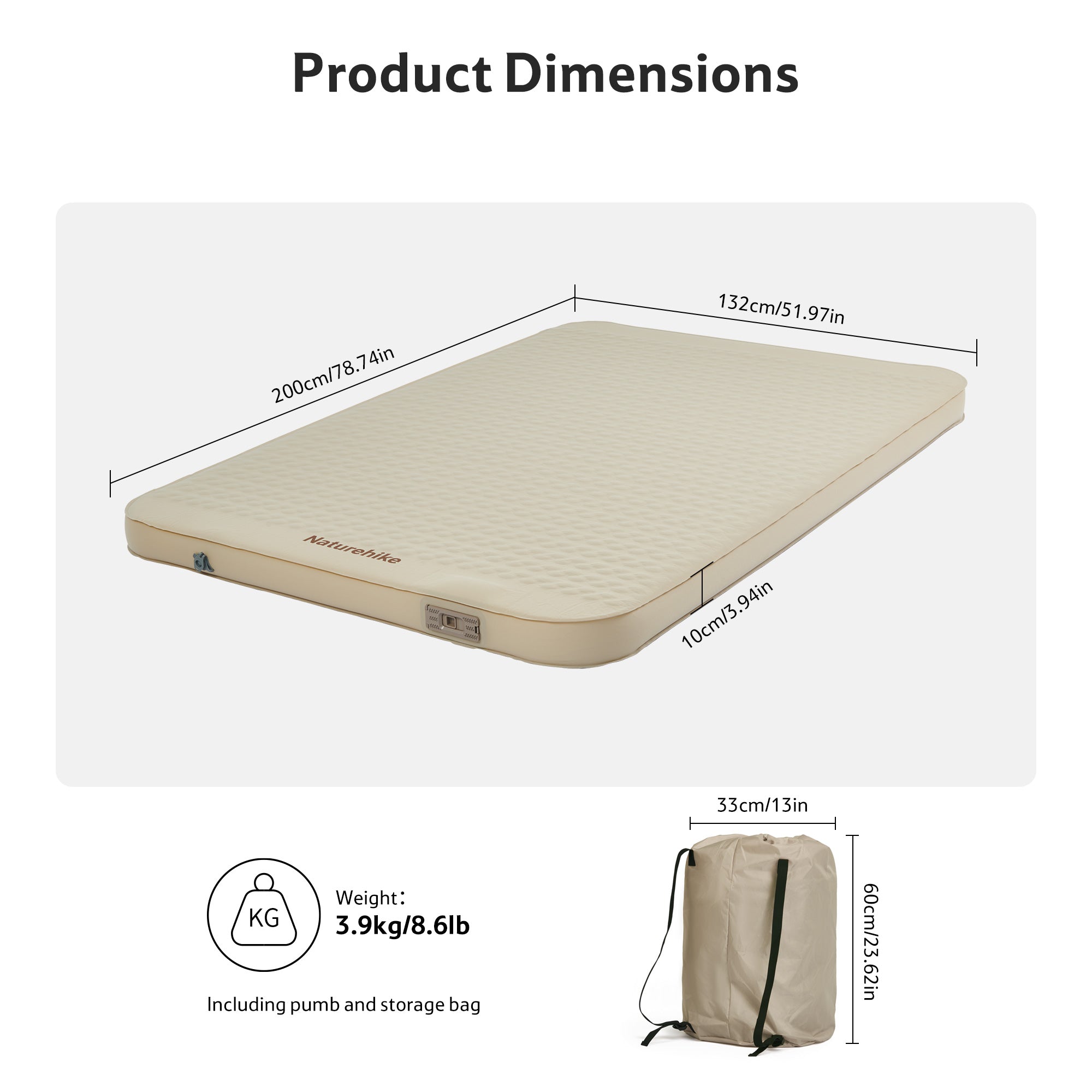 Naturehike Yugu matelas camping autogonflant double pompe