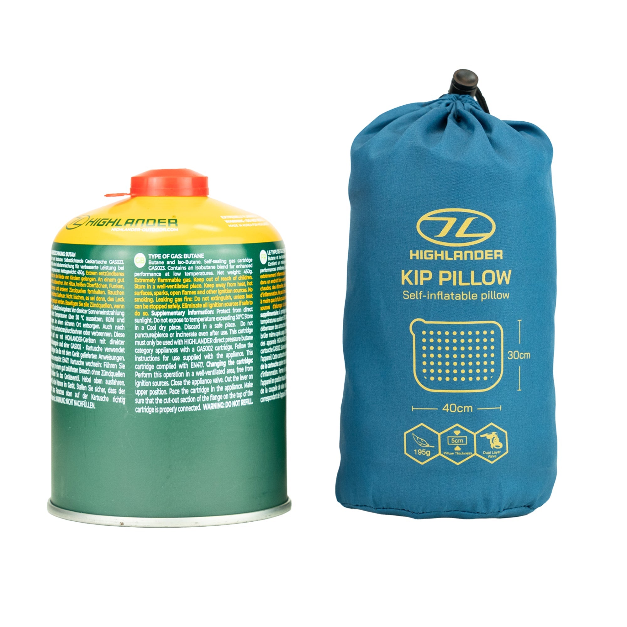 Highlander Kip oreiller camping autogonflant bleu nuit 195 g