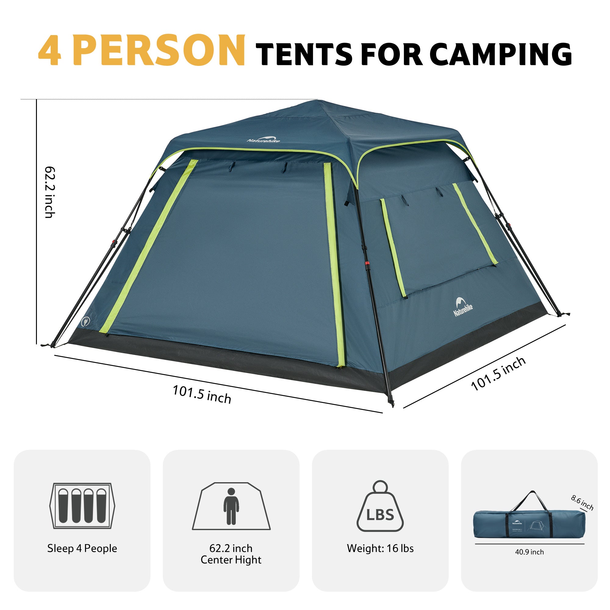 Naturehike Cape Lite tente camping 4 personnes cabine