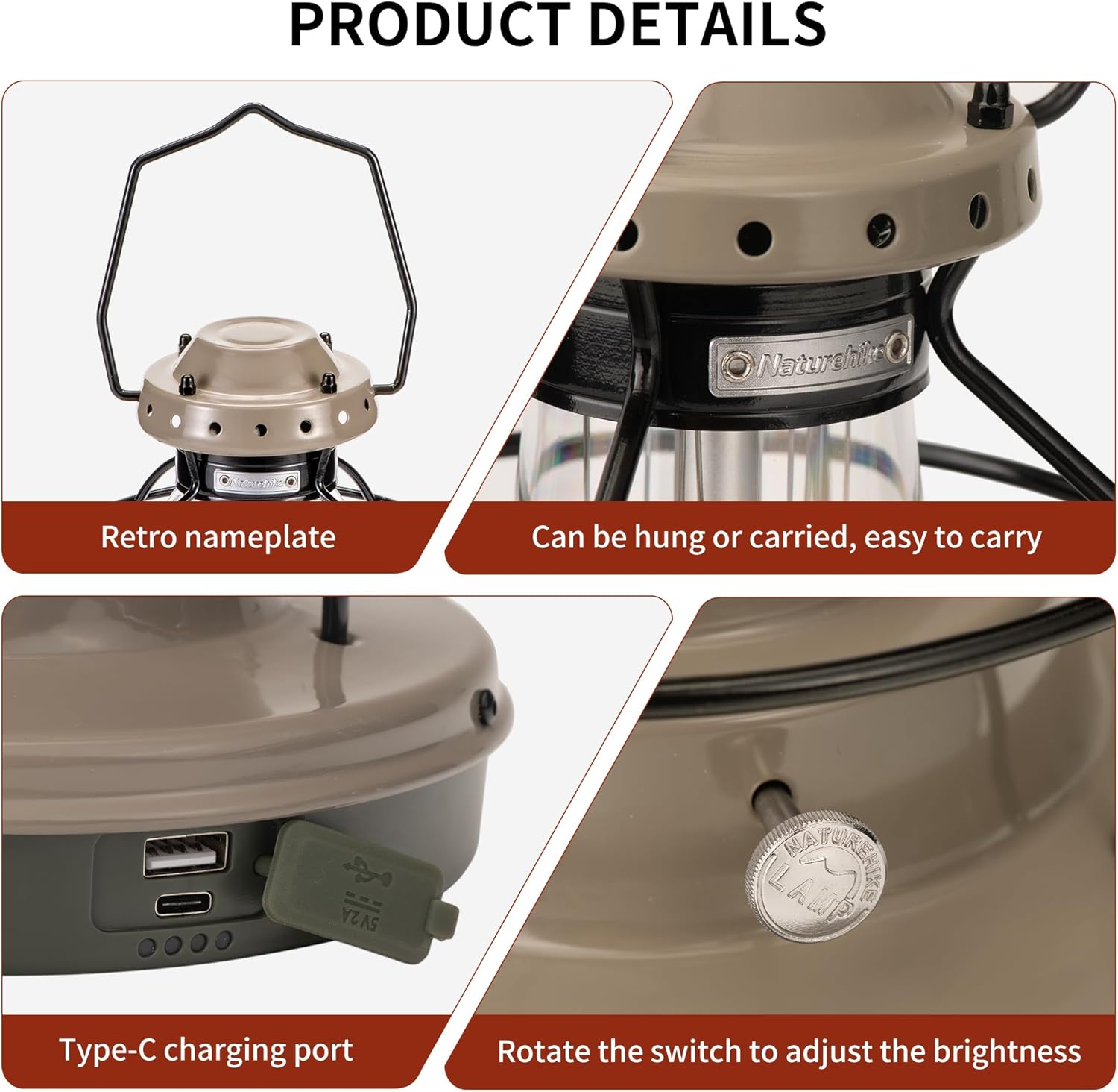Naturehike Lampe Camping LED 7500 mAh IPX4 55 h