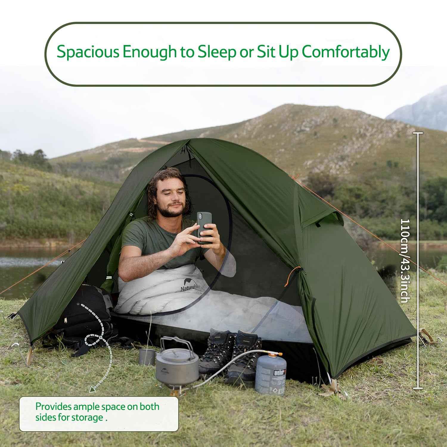 Naturehike Cloud Trek tente 1 personne verte