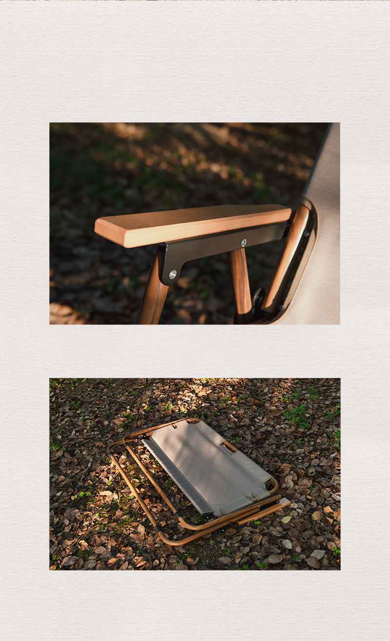 Naturehike chaise camping double bois grain noir 2 places