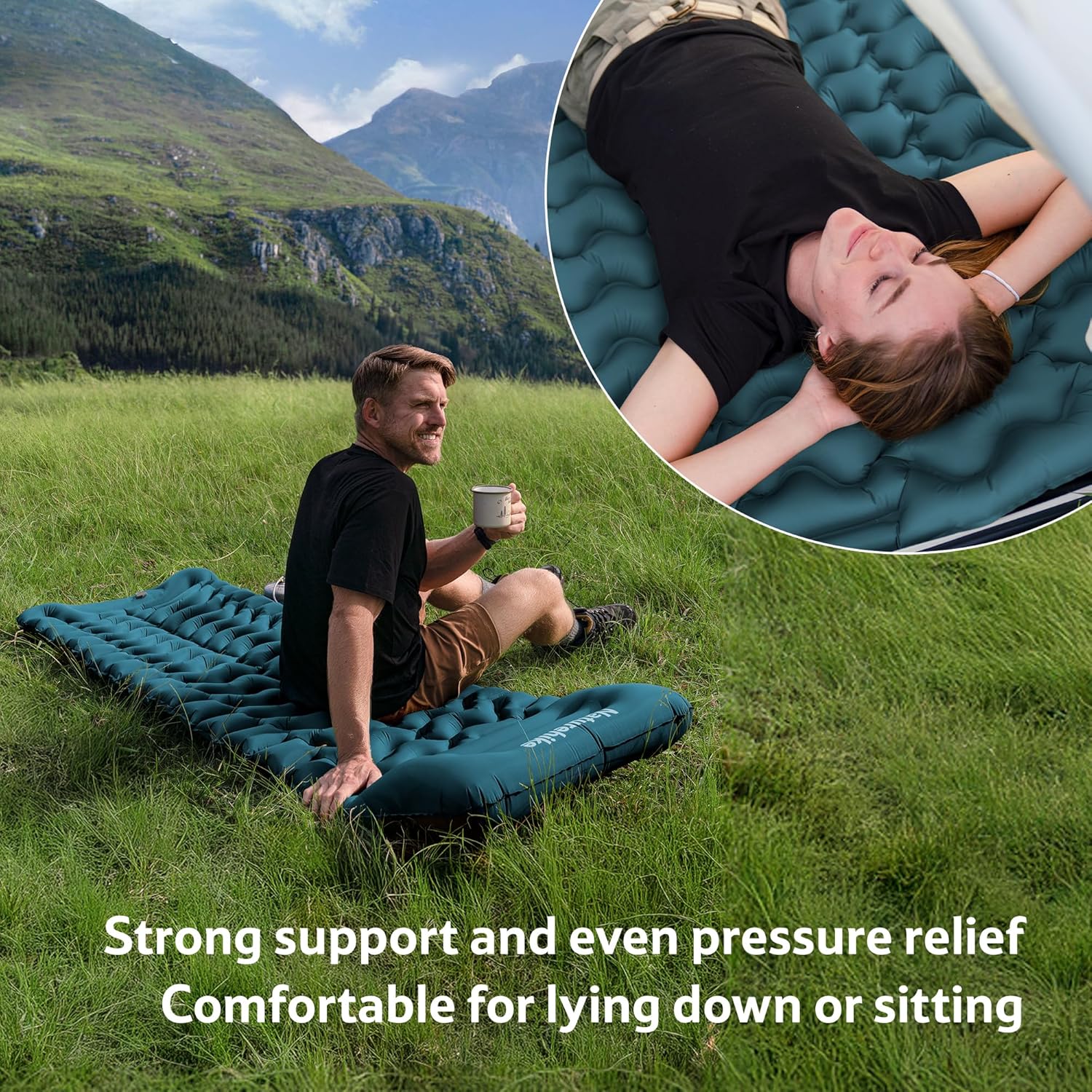 Naturehike FC01 matelas gonflable pompe à pied 6,5 cm bleu