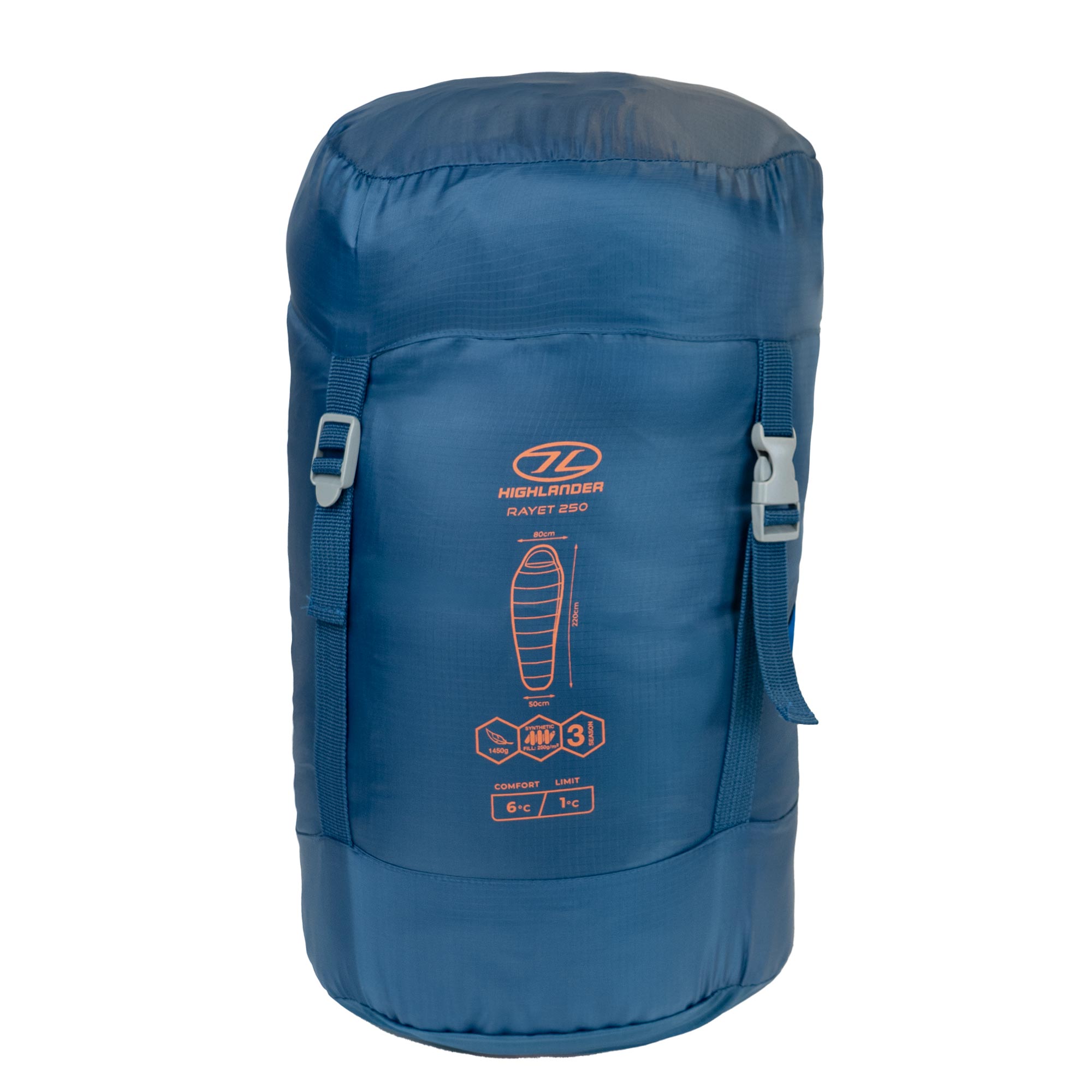 Highlander Rayet 250 sac couchage momie bleu 2 saisons
