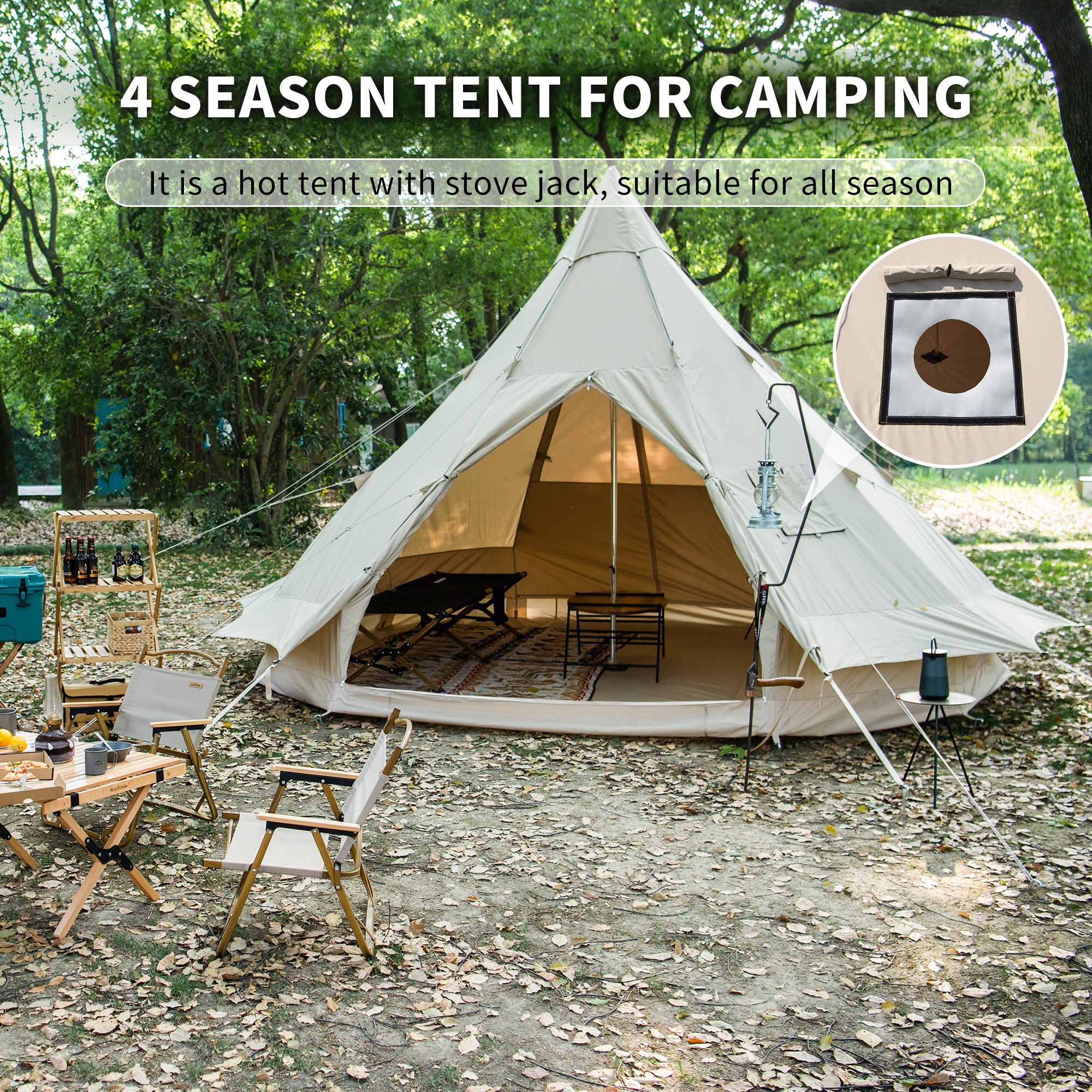 Naturehike Brighten 12.3 tente glamping 4 personnes beige