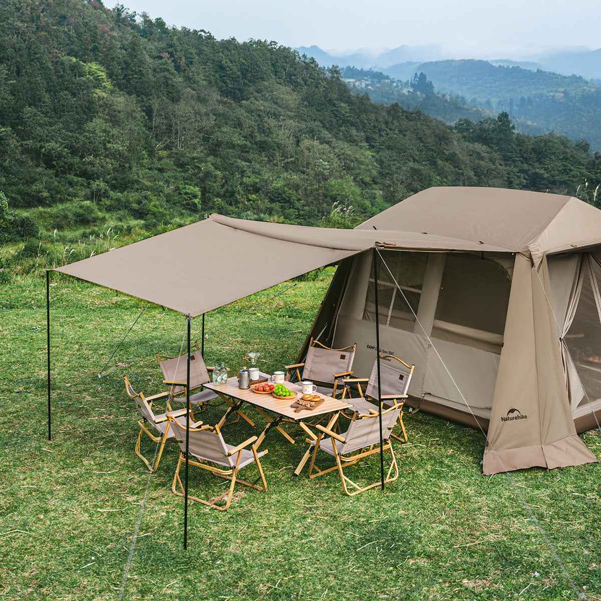 Naturehike Village 6.0 tente cabine 4 personnes marron