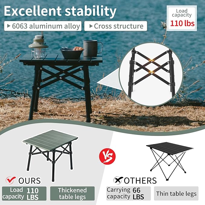Naturehike PeakLite L02 table camping pliante vert 1 kg