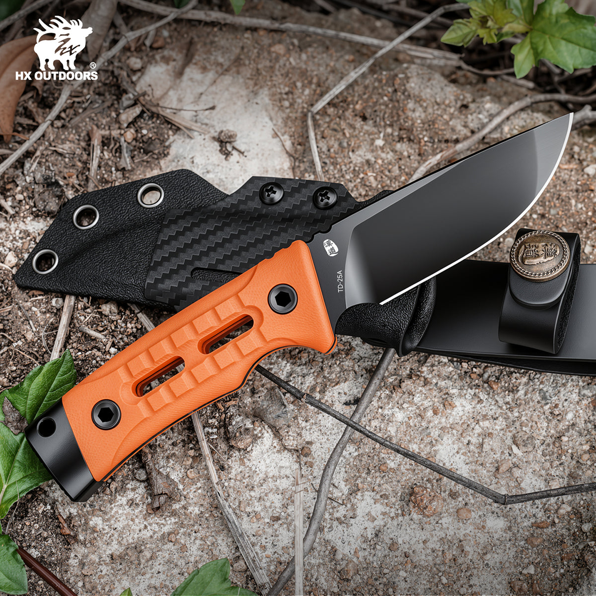 HX Rock Apex SE TD-25A couteau fixe 80 mm manche G10 orange
