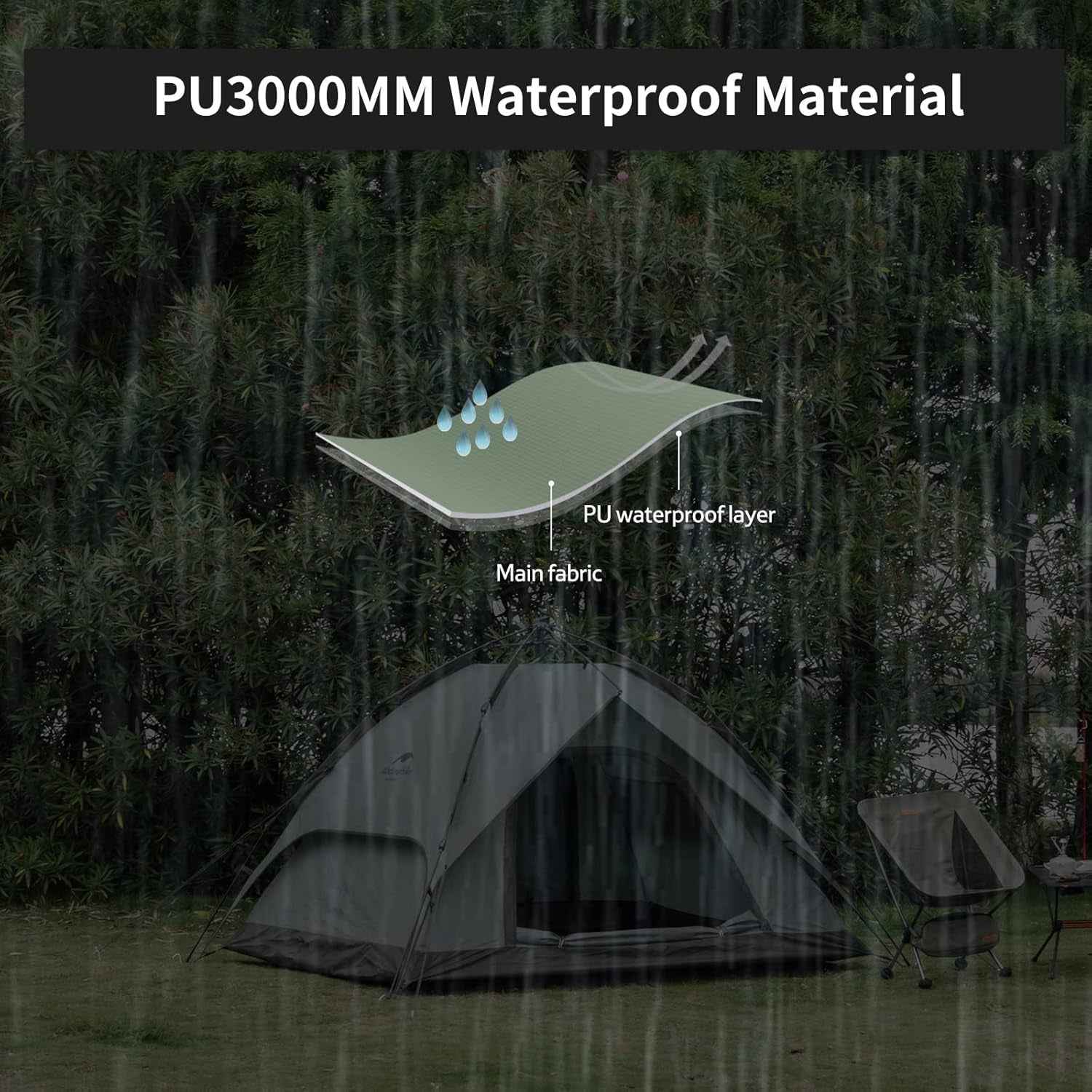 Naturehike tente camping pop-up 3 personnes vert grisâtre