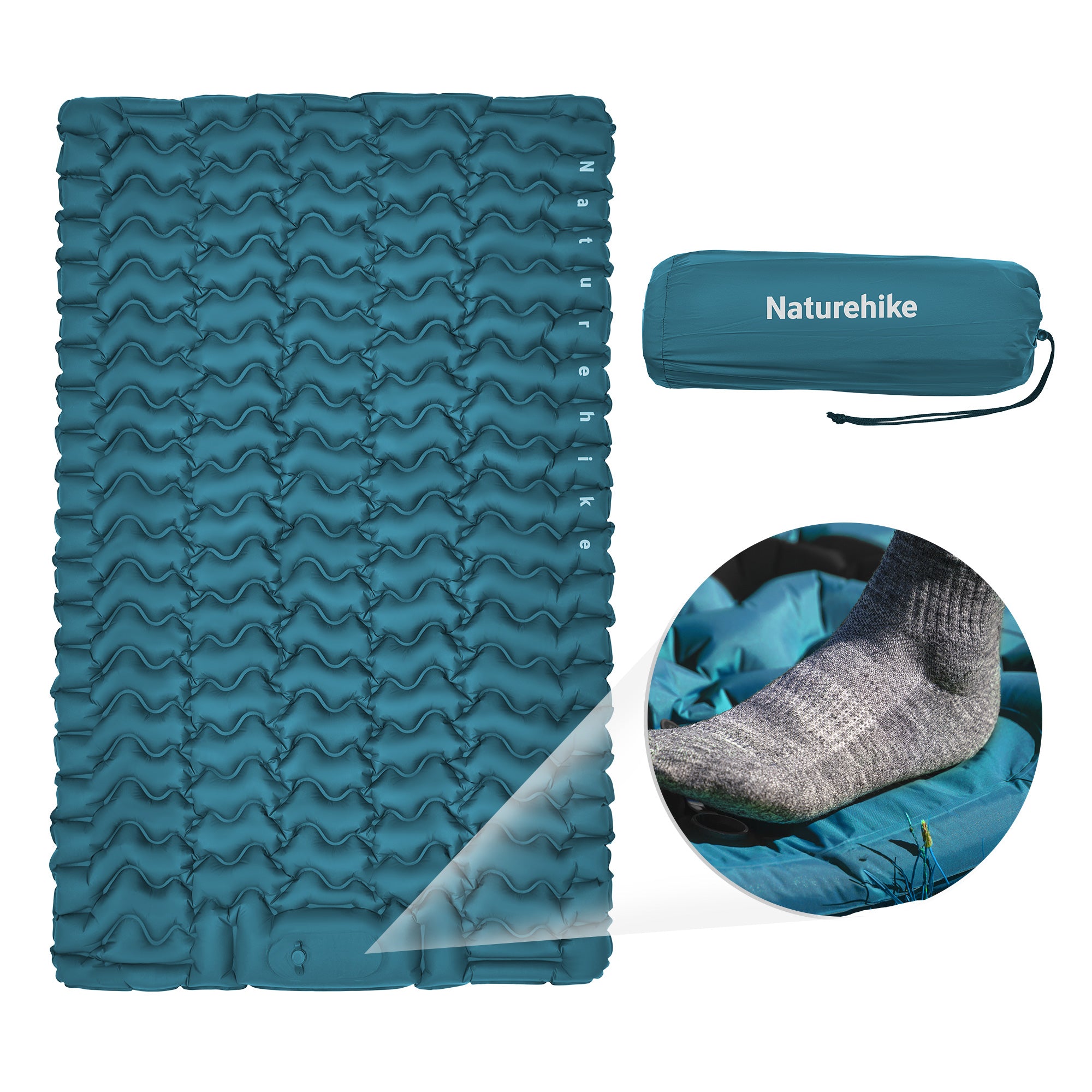 Naturehike FC01 Matelas Gonflable Double Bleu 6,5 cm