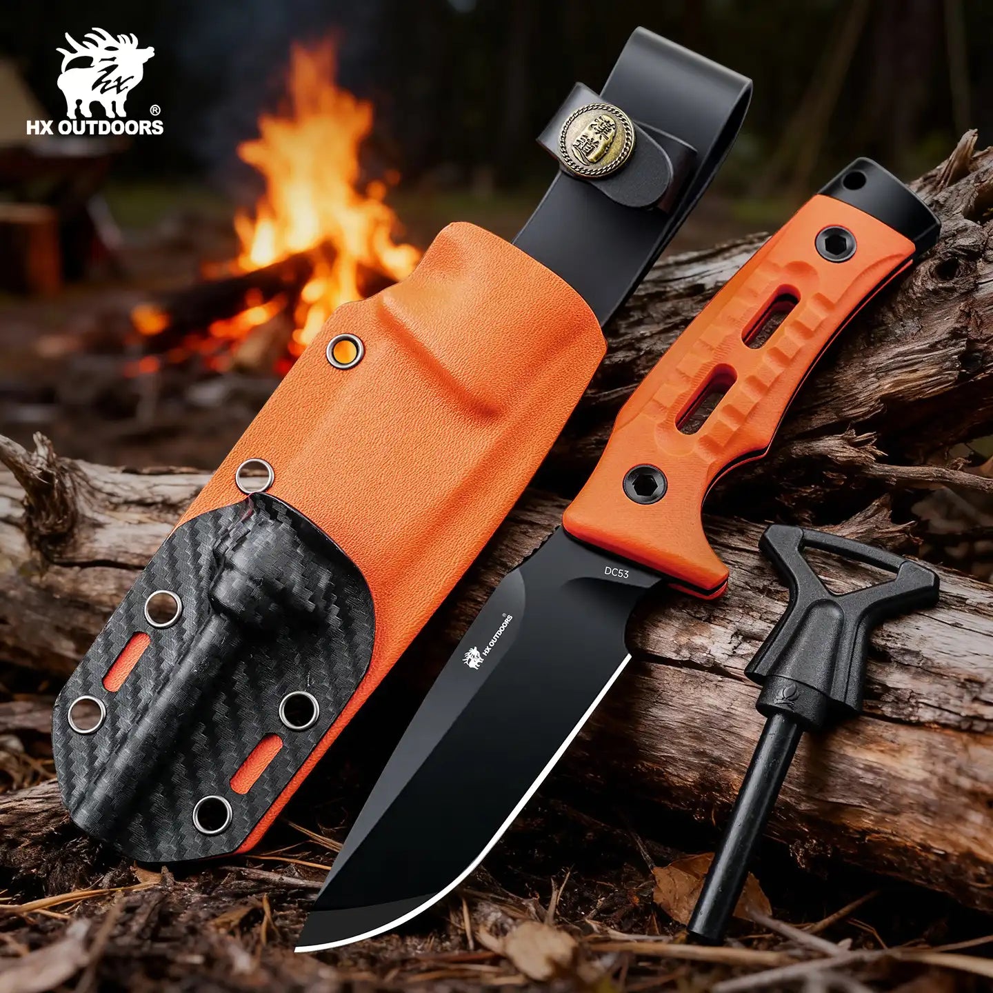 HX Rock Apex TD-18CE couteau fixe manche G10 orange DC53