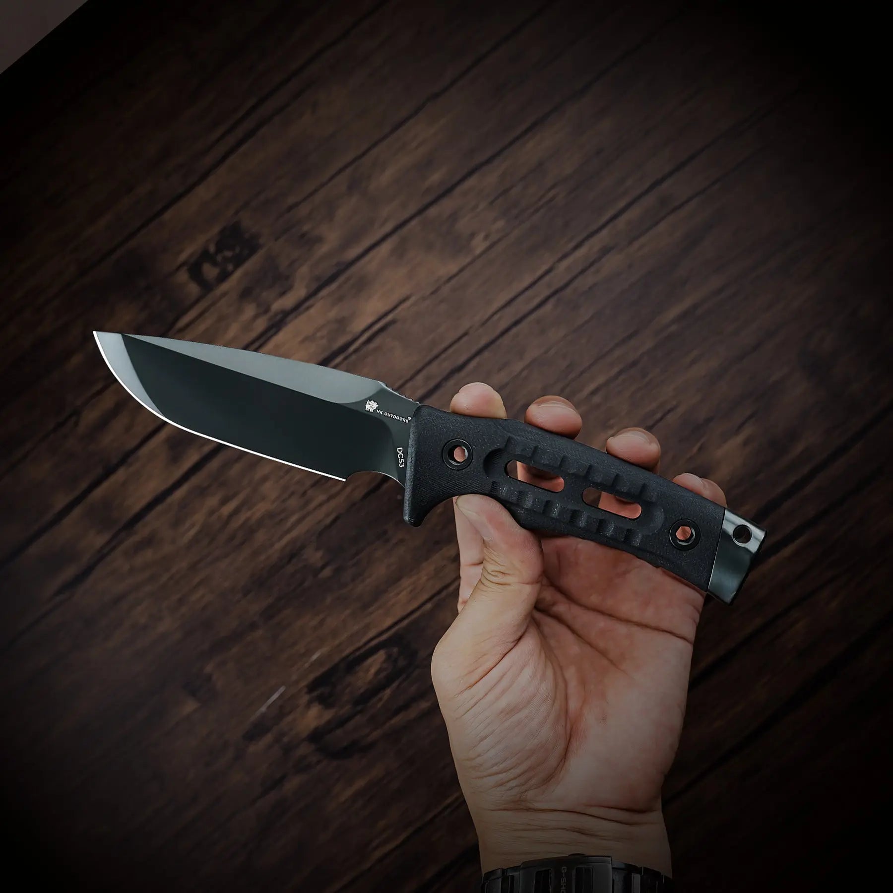 HX Rock Apex TD-18DLC couteau fixe DC53 DLC noir
