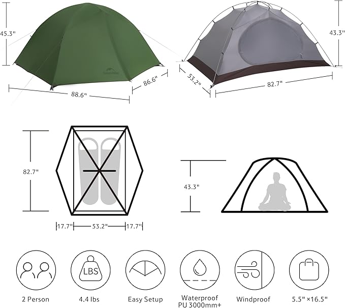 Naturehike Cloud River Pro tente camping 2 places 4 saisons