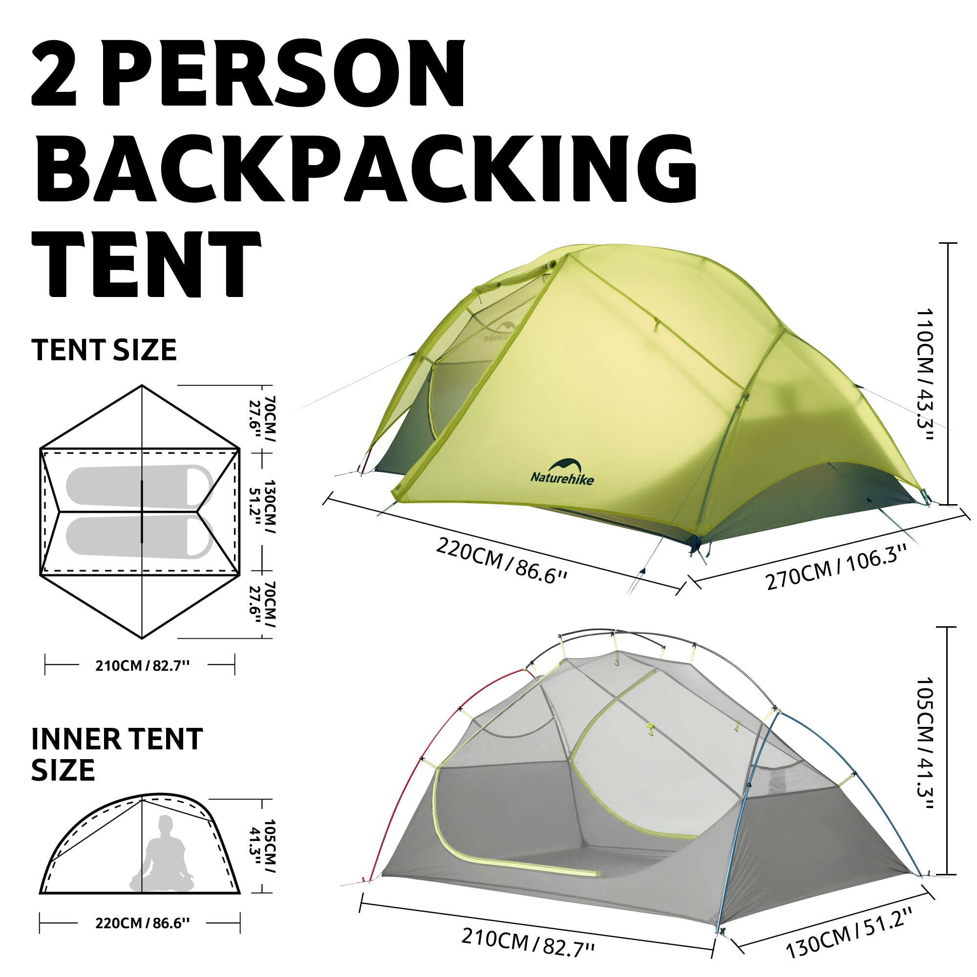 Naturehike Star River EXT tente 2 personnes 1,35 kg 3 saisons
