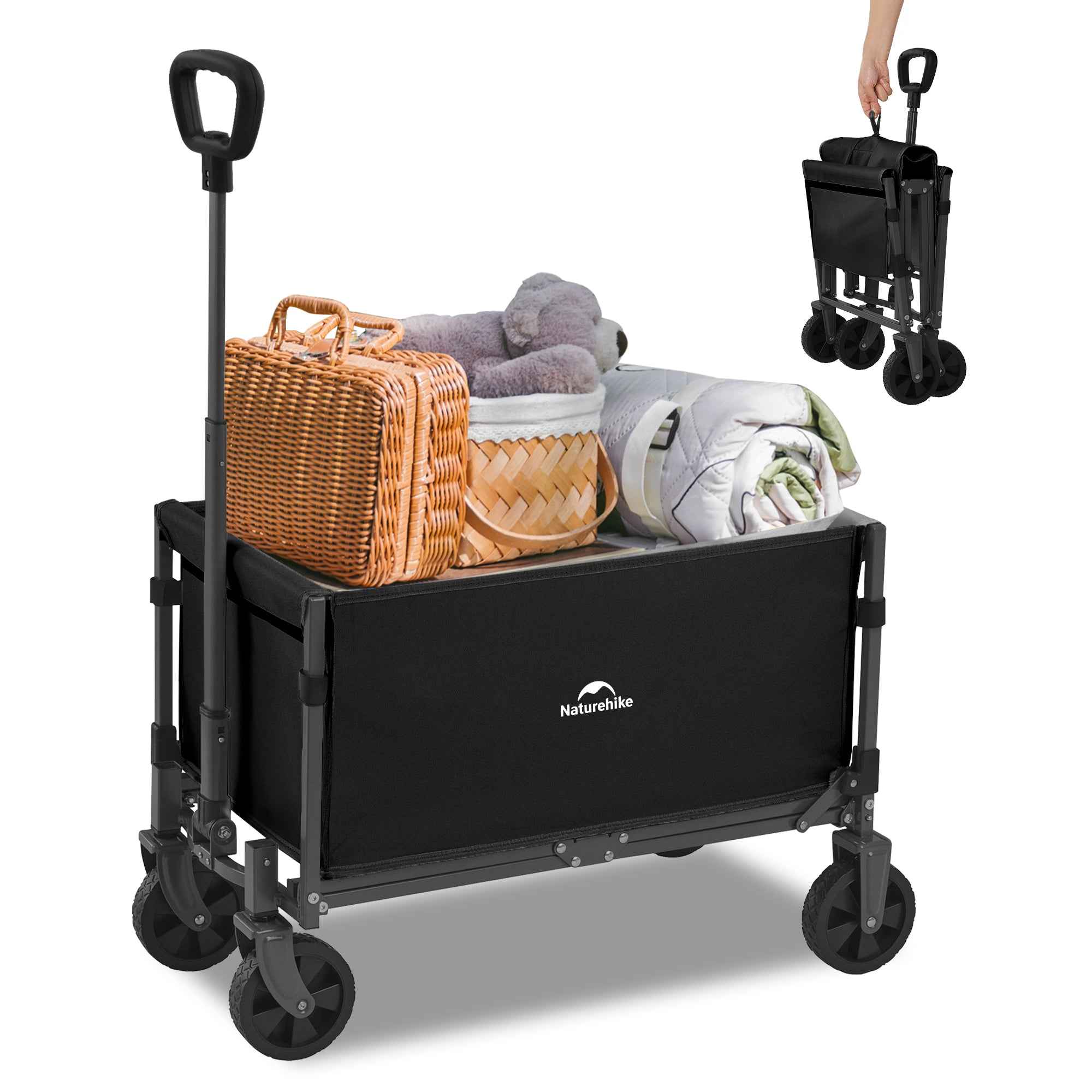 Naturehike Chariot de Camping Pliable 70L Noir 100 kg