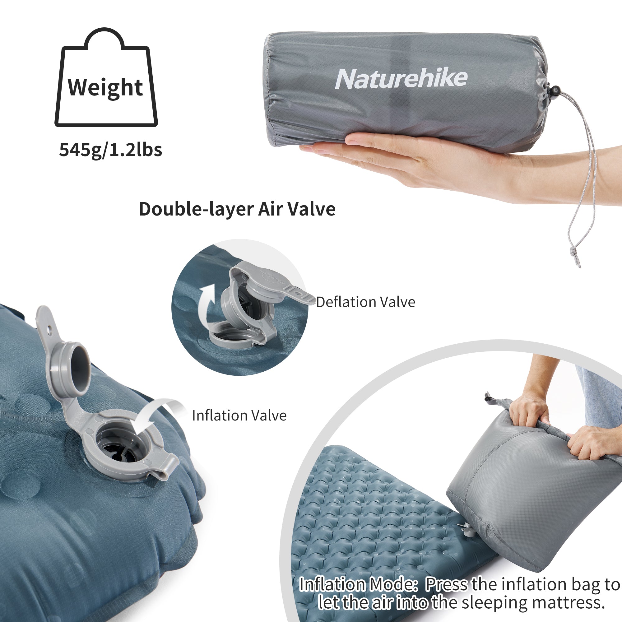 Naturehike TuYe R3.5 matelas gonflable 183×58 cm vert