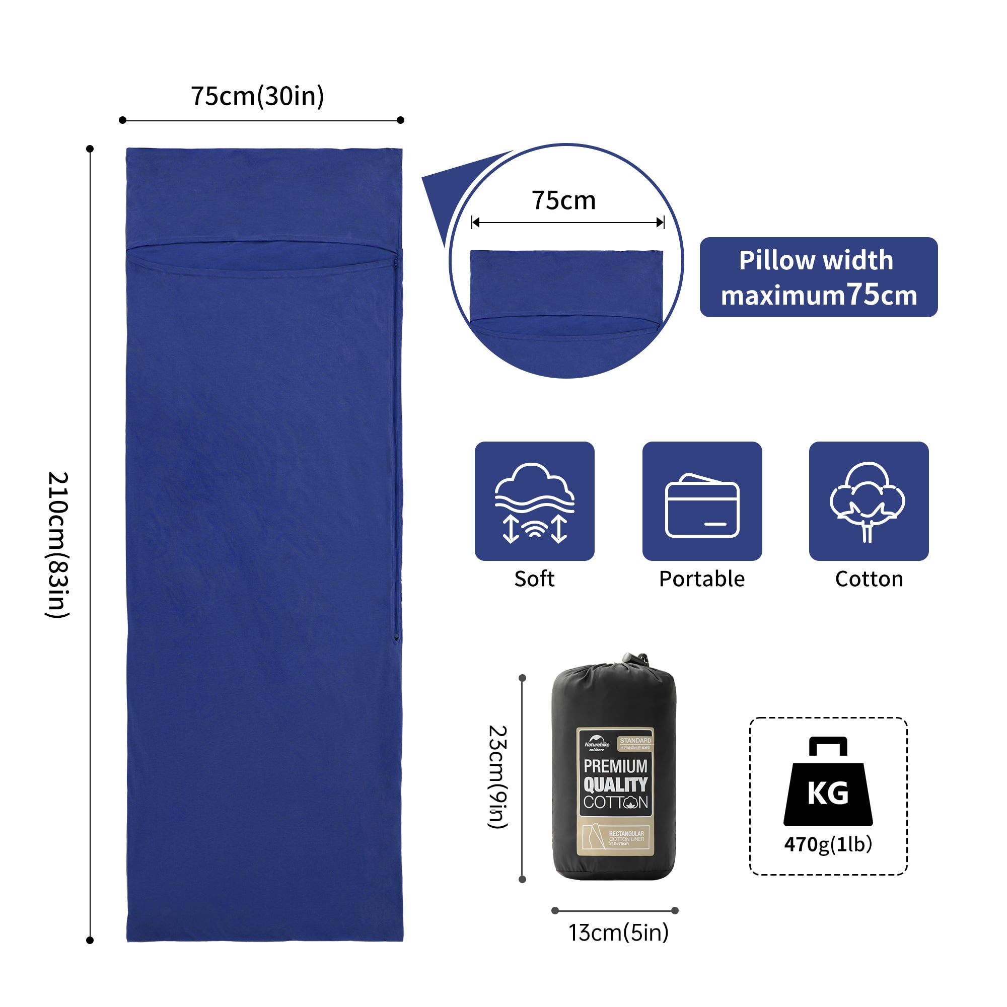 Naturehike CL075 drap sac de couchage coton bleu