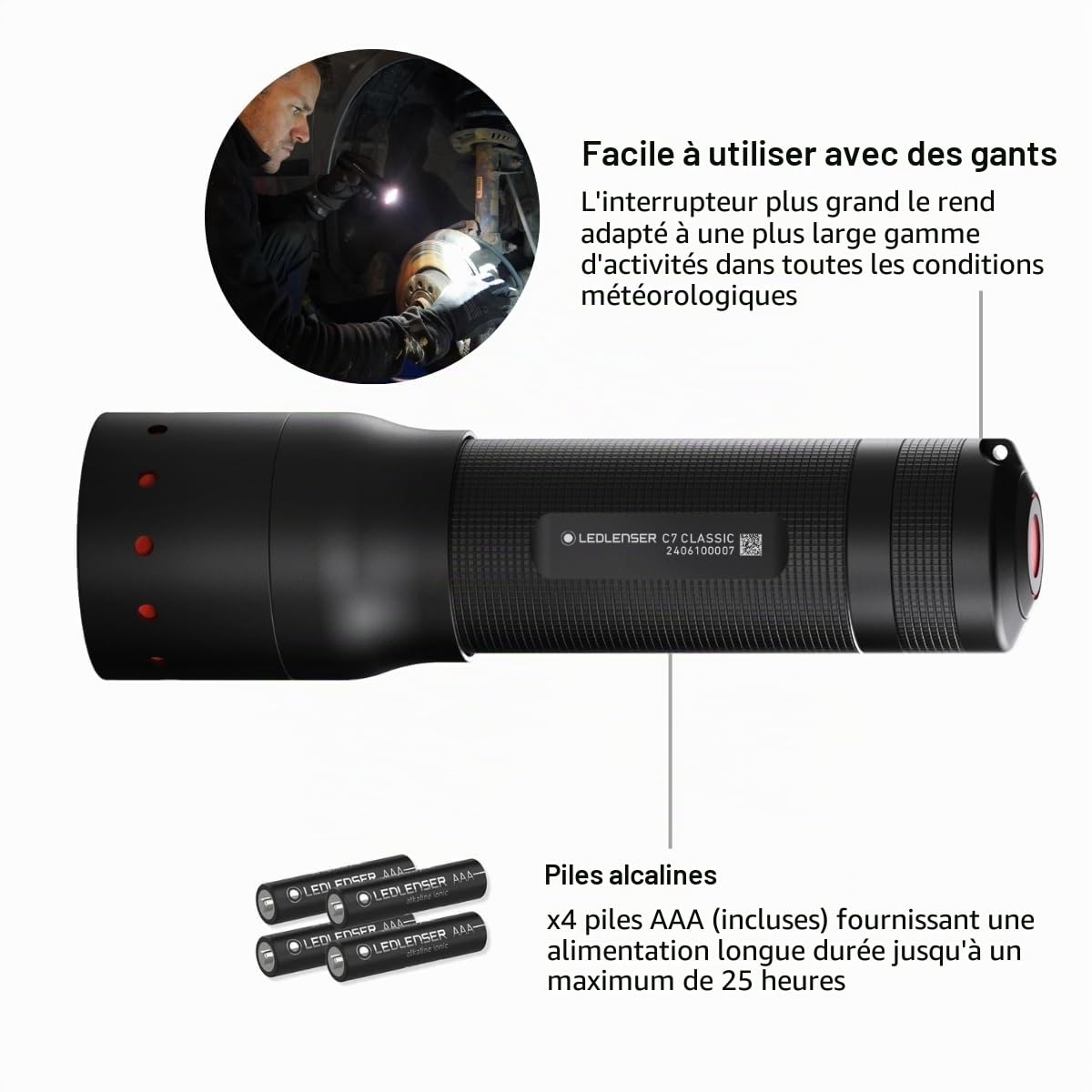 Ledlenser C7 C-Series lampe torche 450lm piles AAA