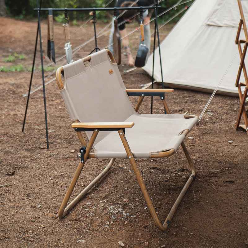 Naturehike chaise camping double bois grain noir 2 places