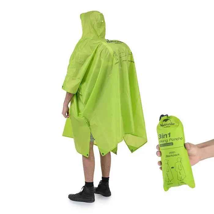 Naturehike poncho pluie 3 en 1 210T bleu PU3000 230x140