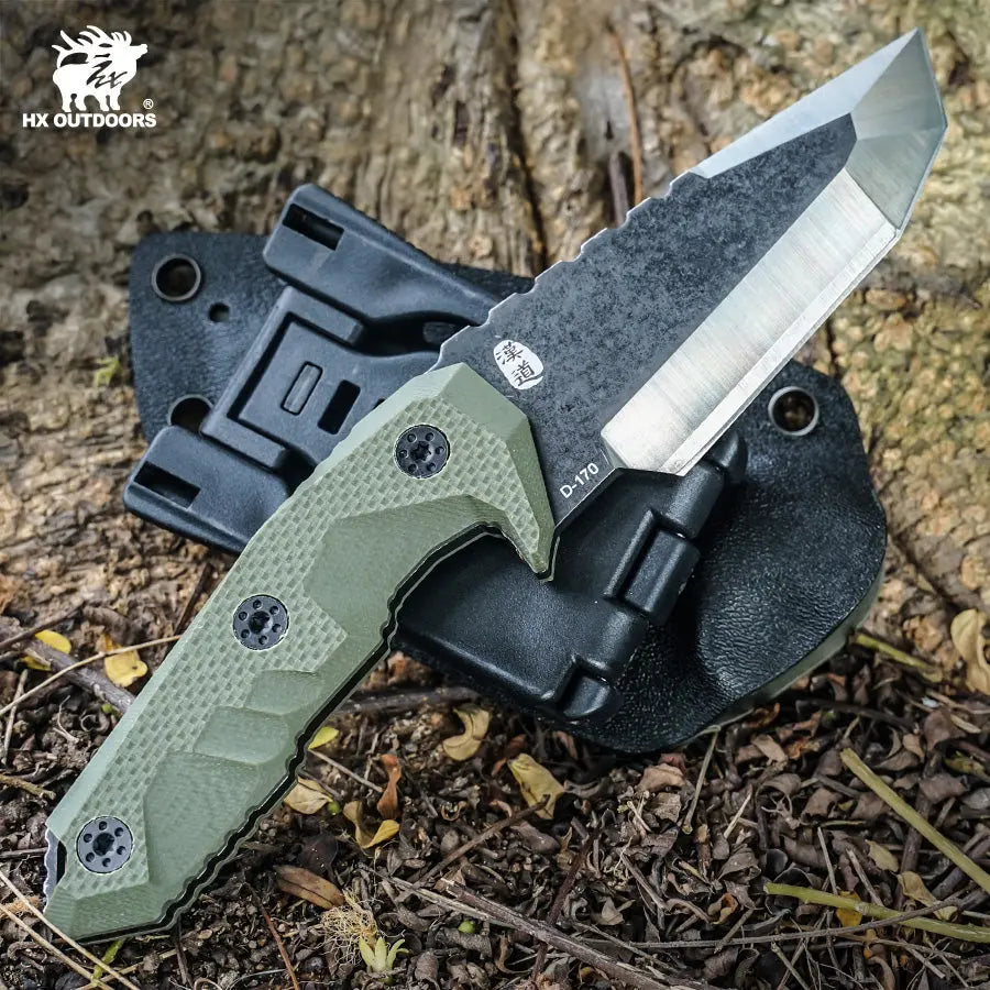 HX Mini Mercenary D-170 couteau fixe D2 marron 71 mm