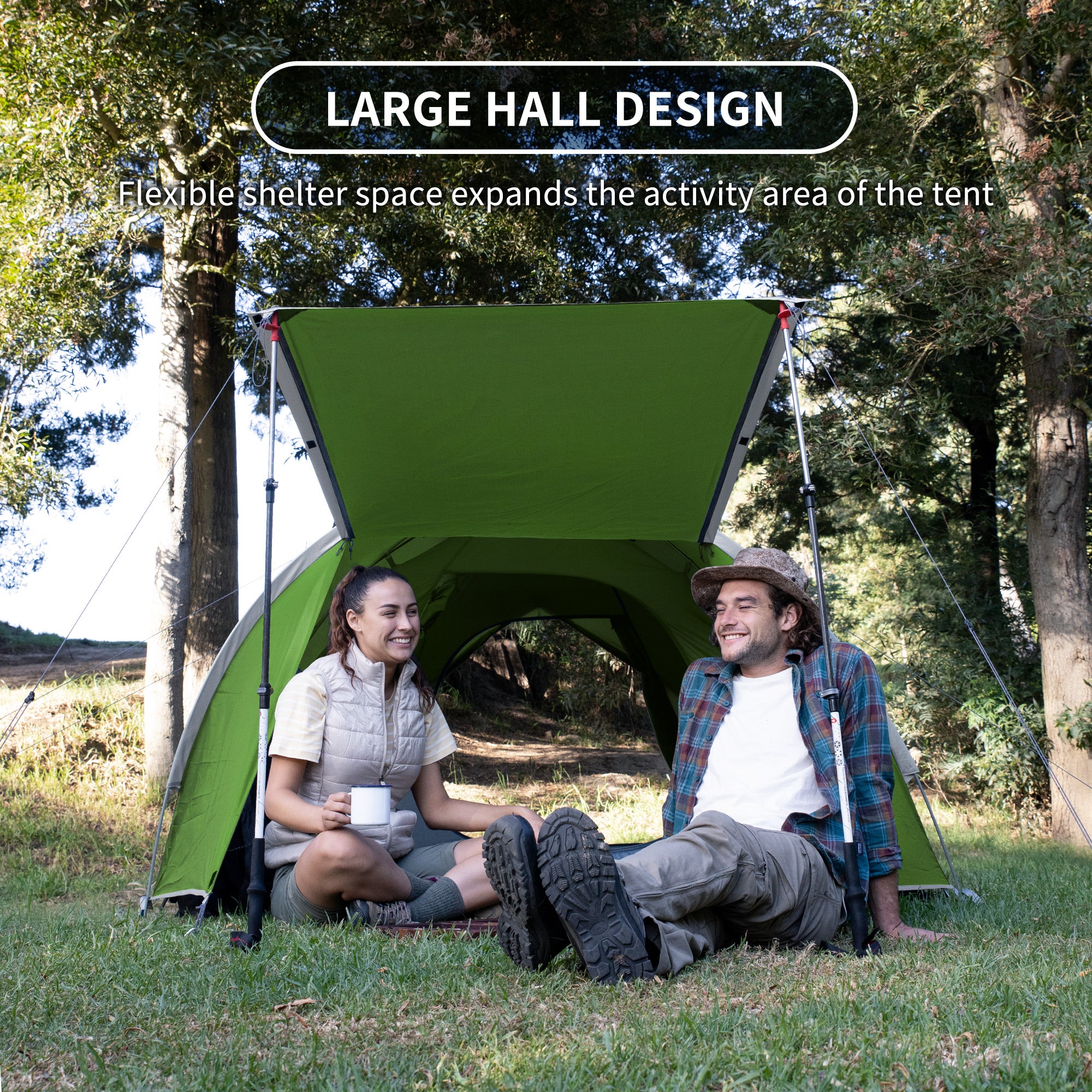 Naturehike P-PLUS tente 3 personnes vert vestibule