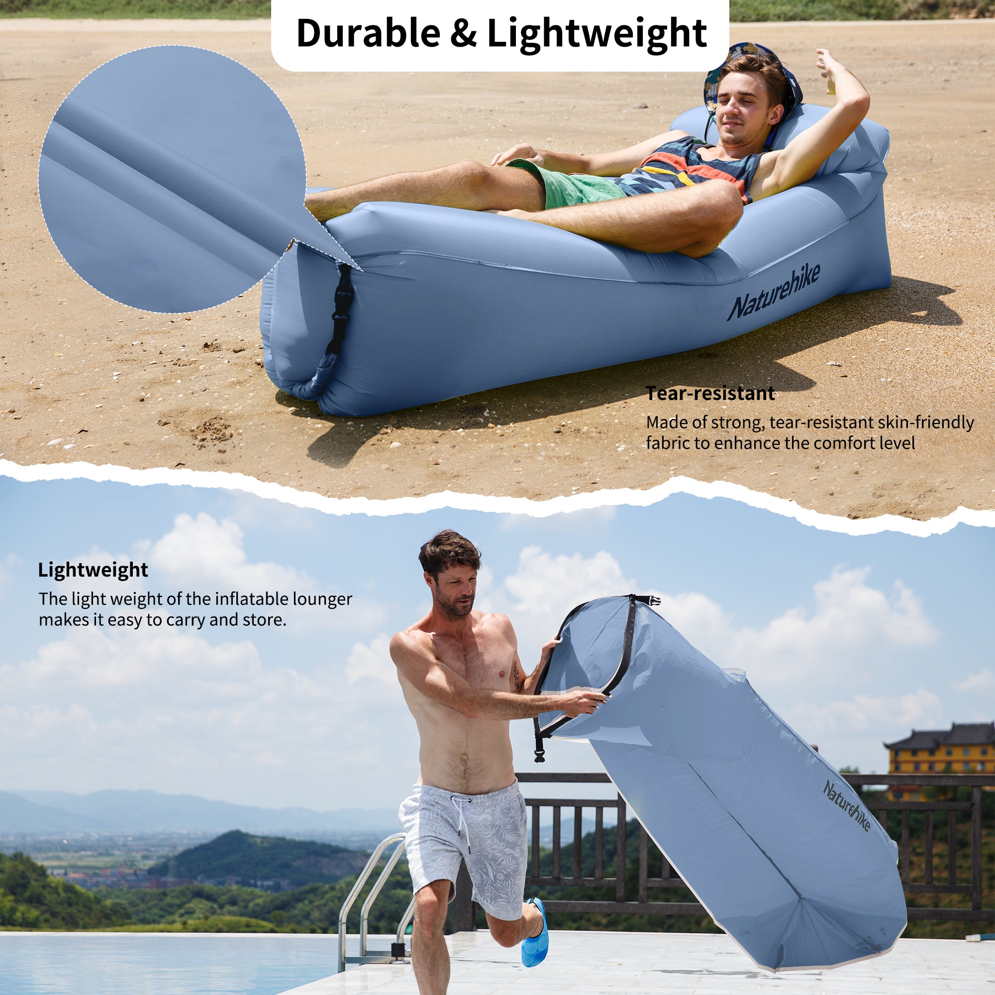 Naturehike Canapé gonflable double gris air sofa