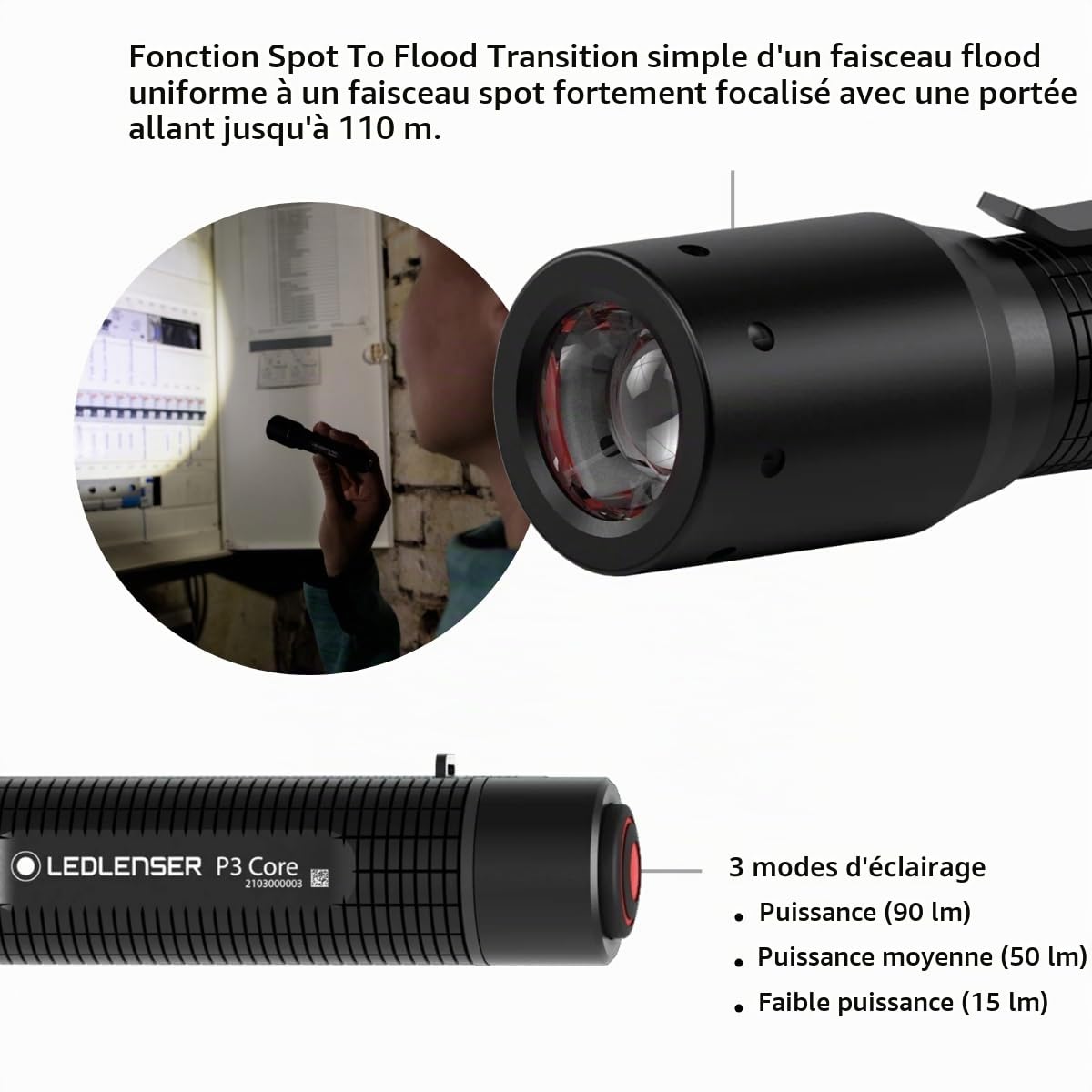 Ledlenser P3 Core mini lampe torche LED 90 lm 110 m AAA