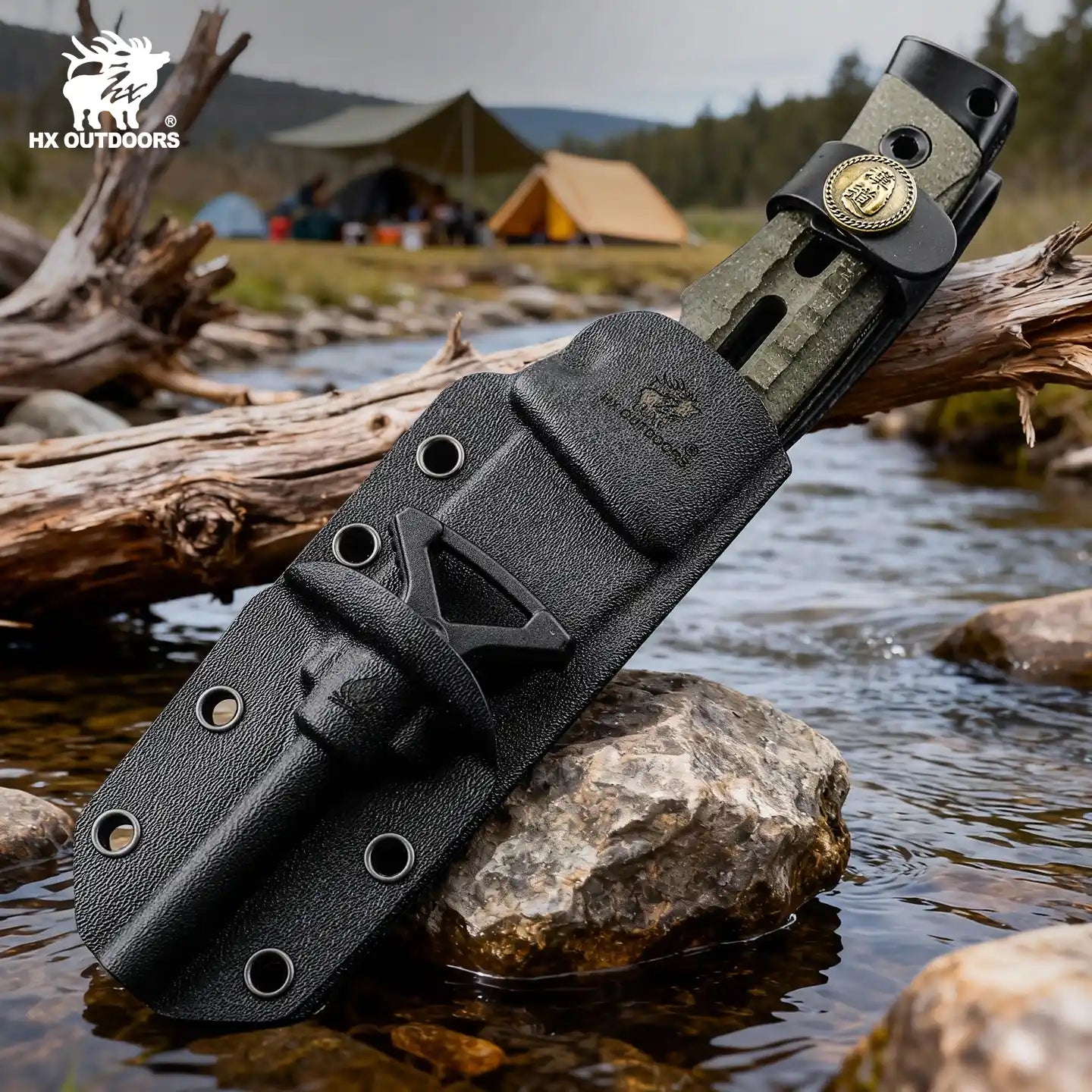 HX Rock Apex TD-18Y Couteau Fixe Micarta Vert 94mm