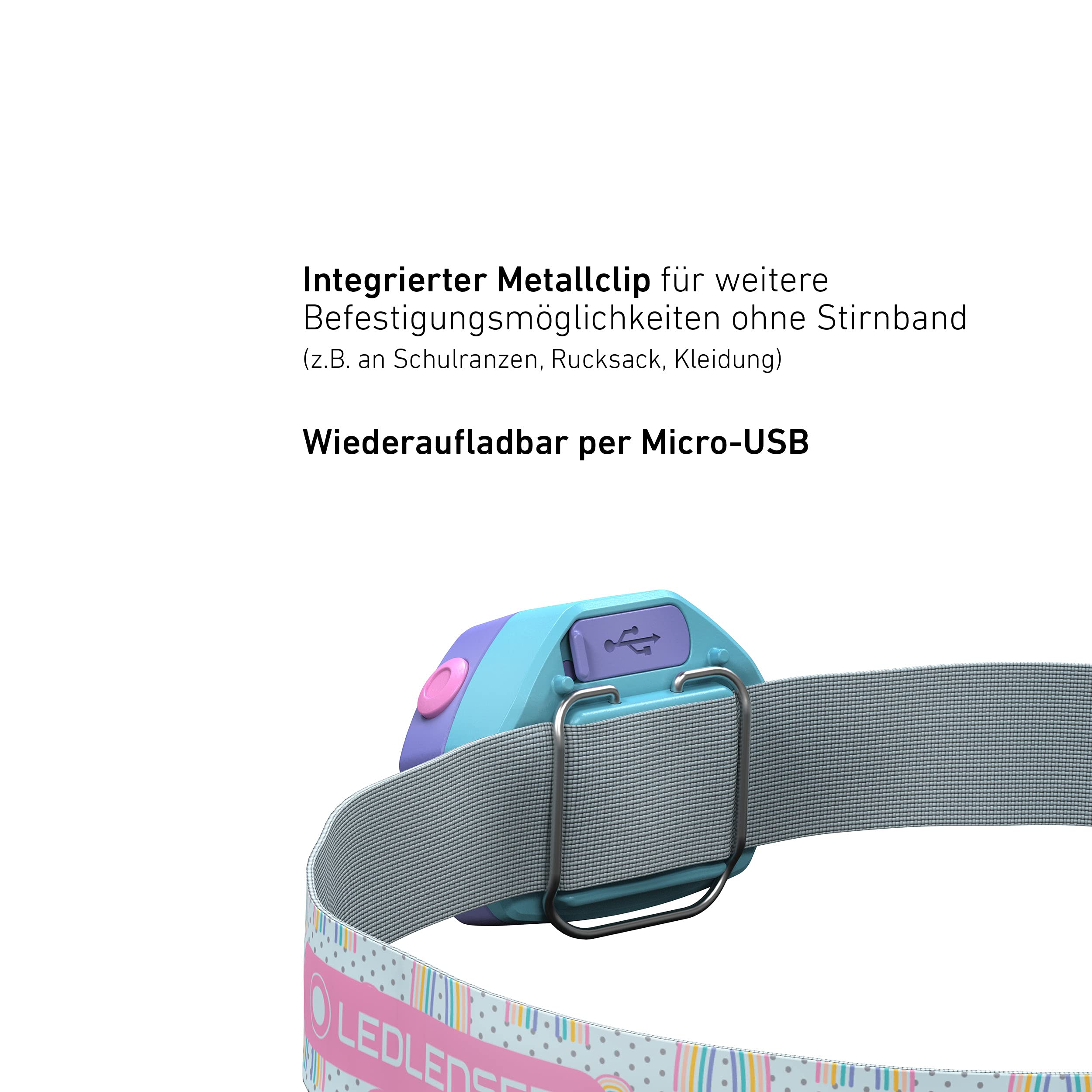 Ledlenser KidLED4R lampe frontale enfant licorne 25 g