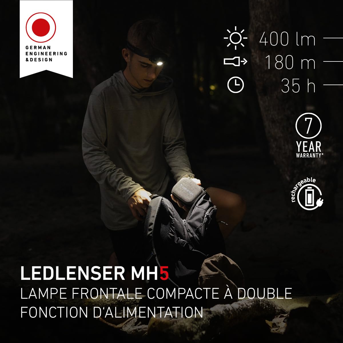 Ledlenser MH5 Lampe Frontale Rechargeable 400 lm