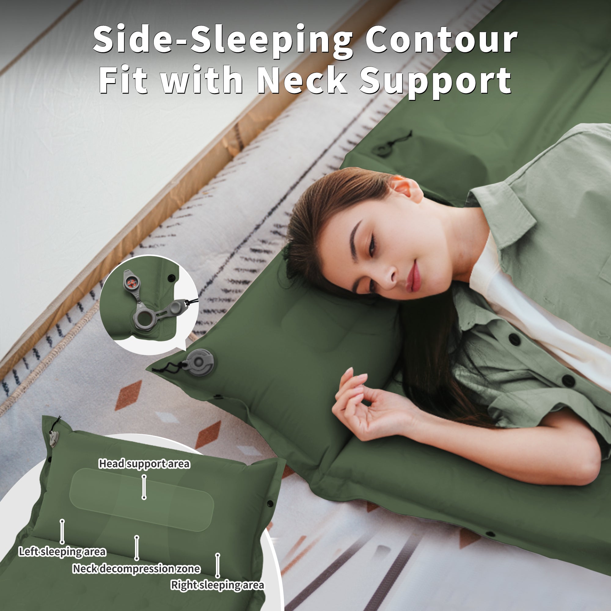 Naturehike D Series matelas autogonflant simple 6 cm kaki
