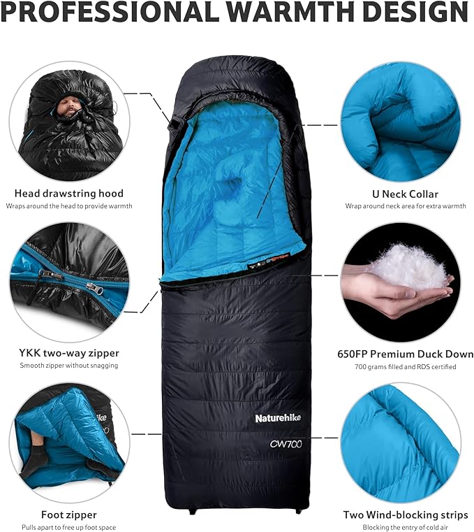 Naturehike CW700 sac de couchage duvet noir L -1,7°C