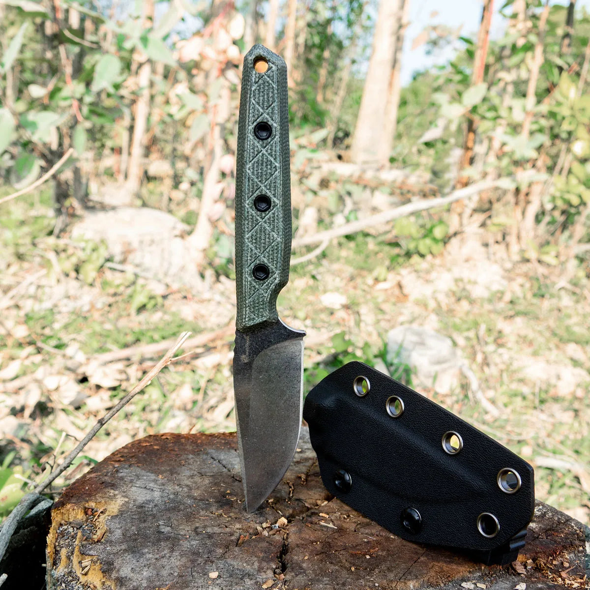 HX Maverick D-354A couteau fixe 14C28N manche micarta vert