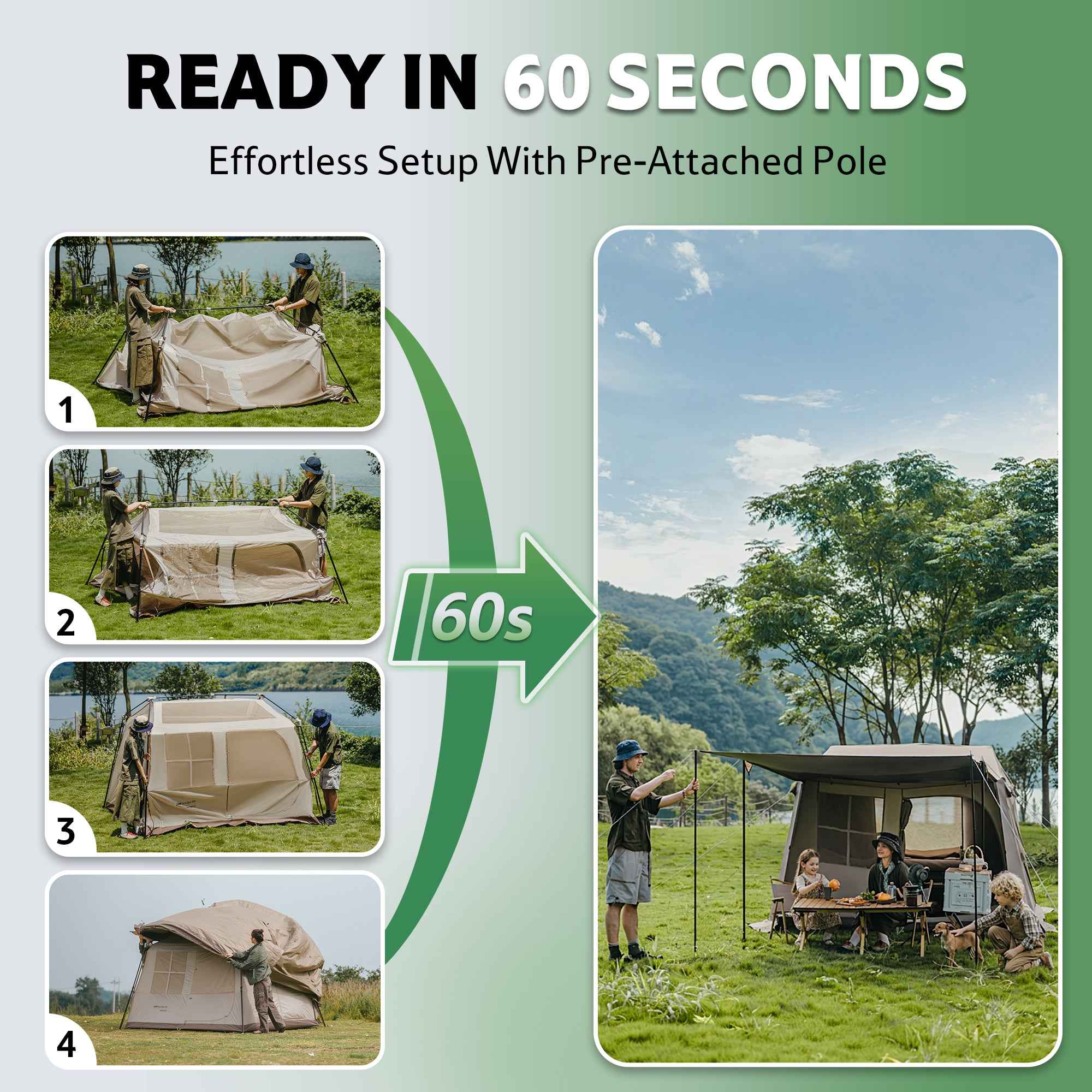 Naturehike Village 6.0 tente cabine 4 personnes marron