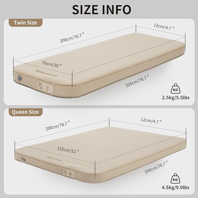 Naturehike Yugu matelas camping auto-gonflant 1 personne 12 cm