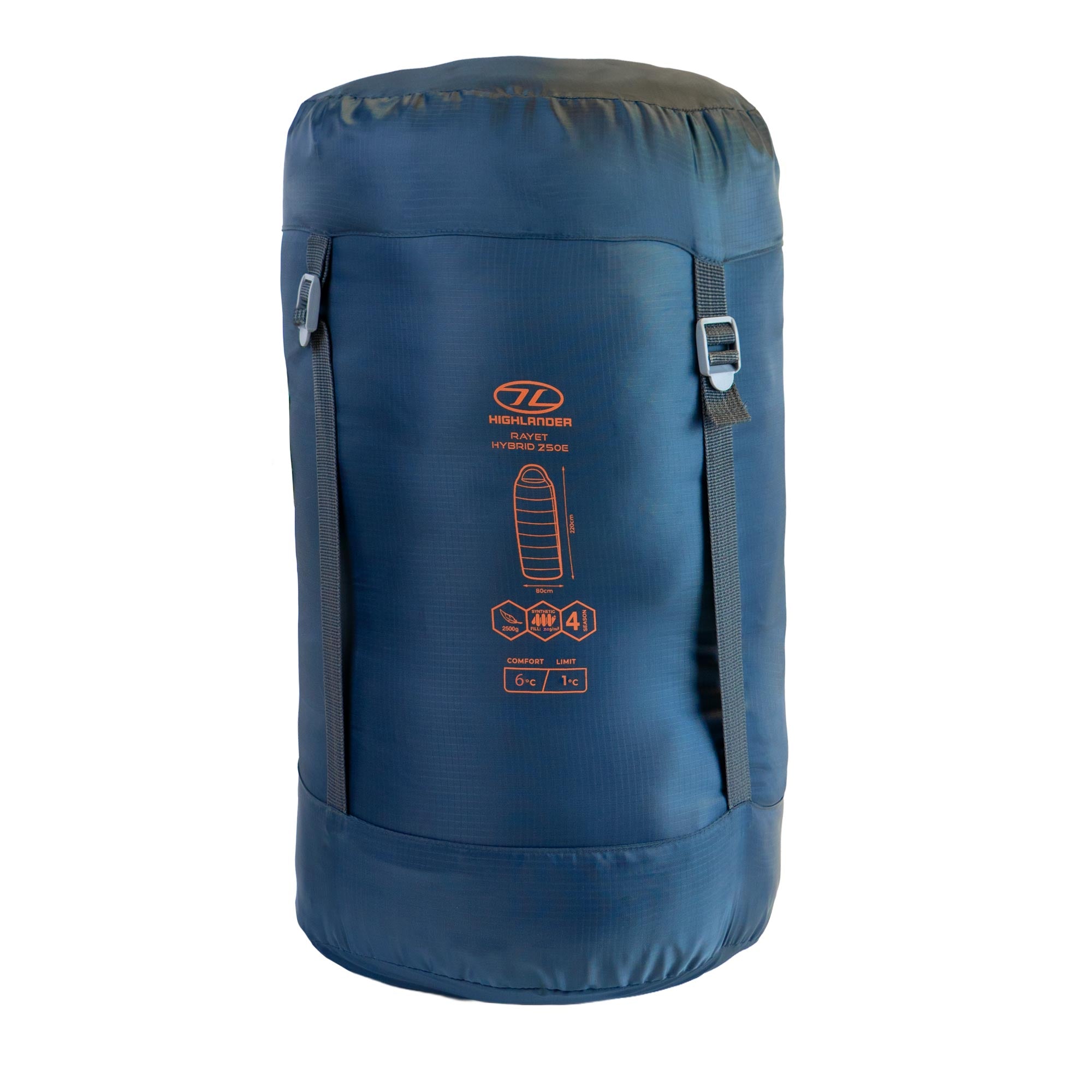Highlander Rayet 250 sac de couchage bleu momie synthétique