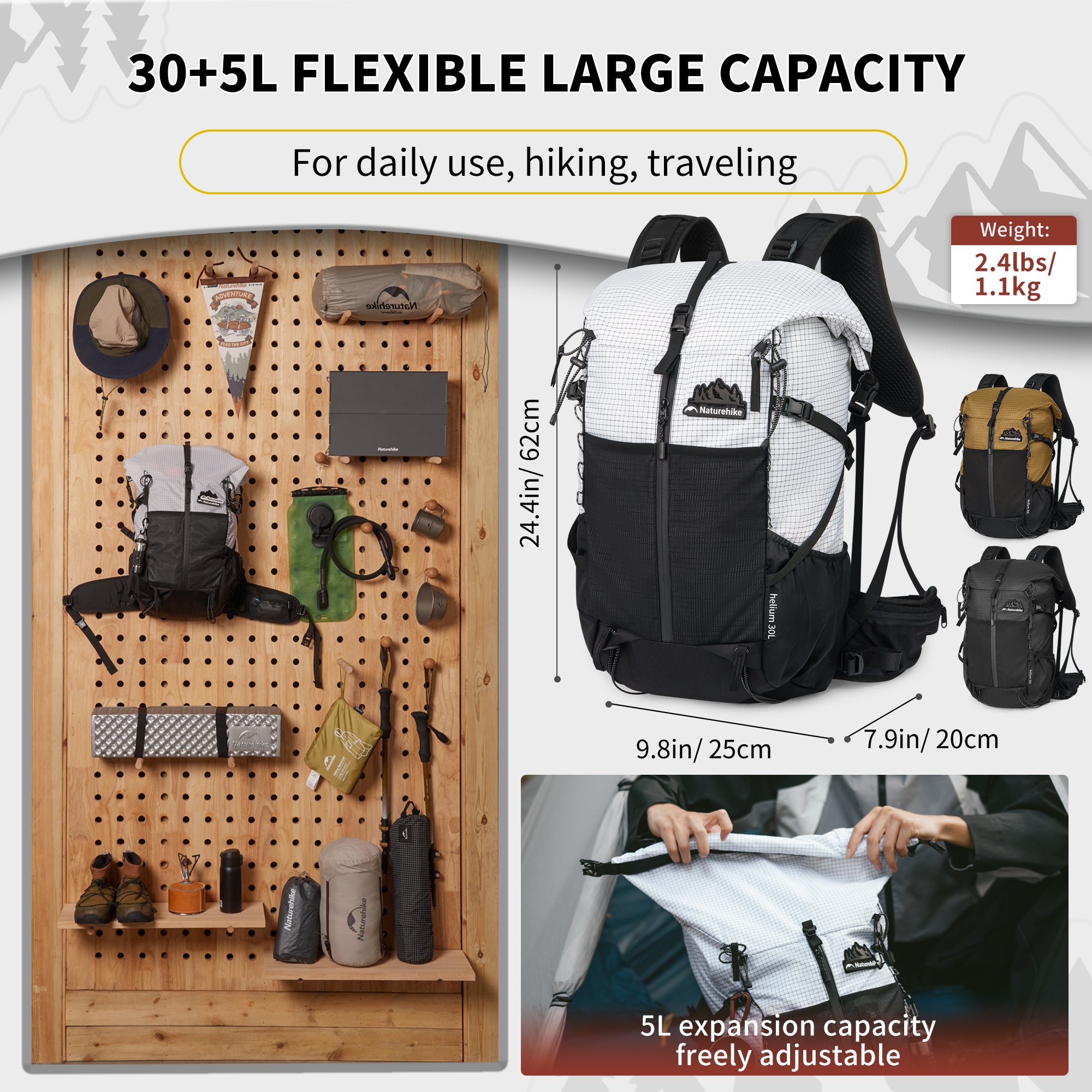 Naturehike Helium sac à dos randonnée 25L vert