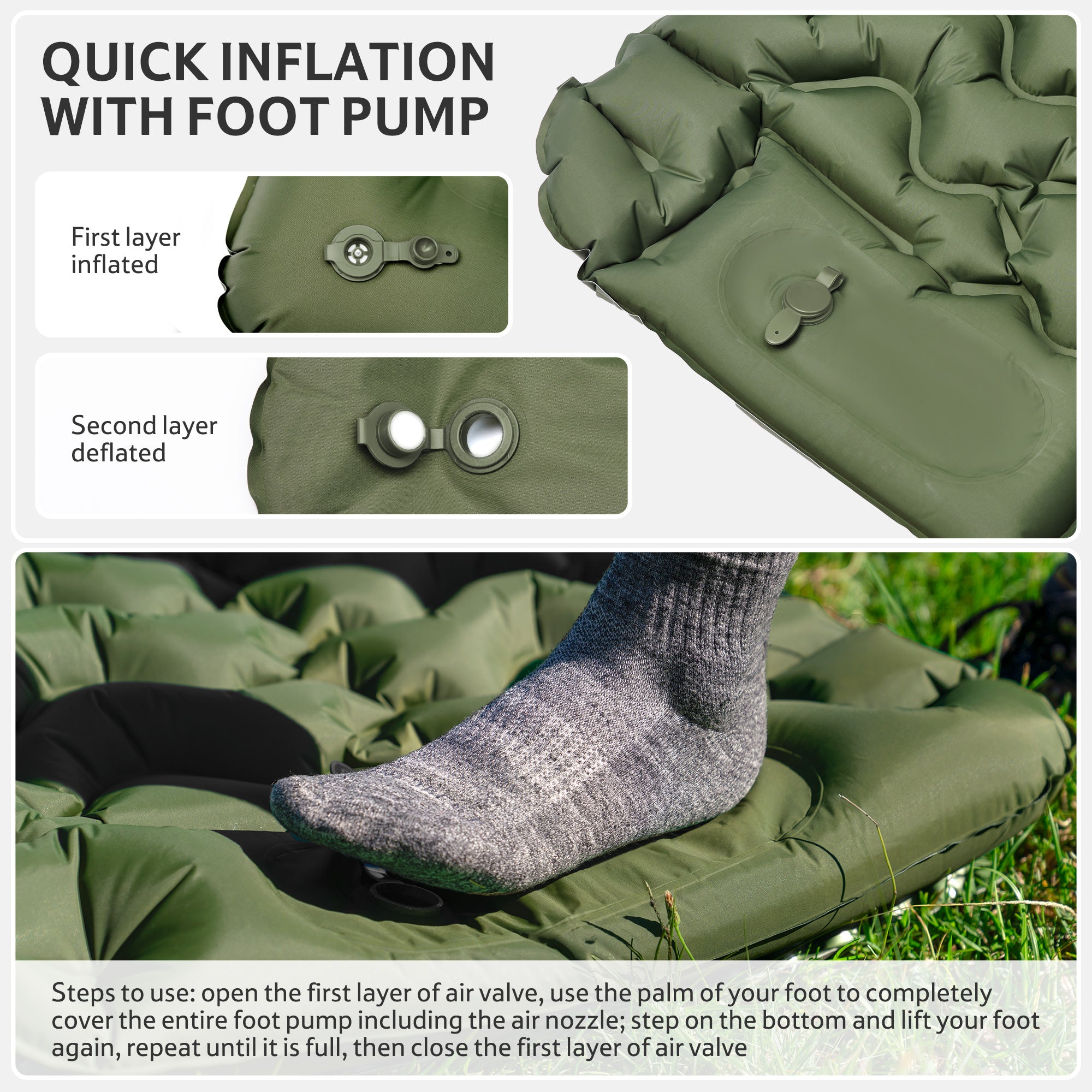 Naturehike FC01 Matelas Gonflable Double Bleu 6,5 cm