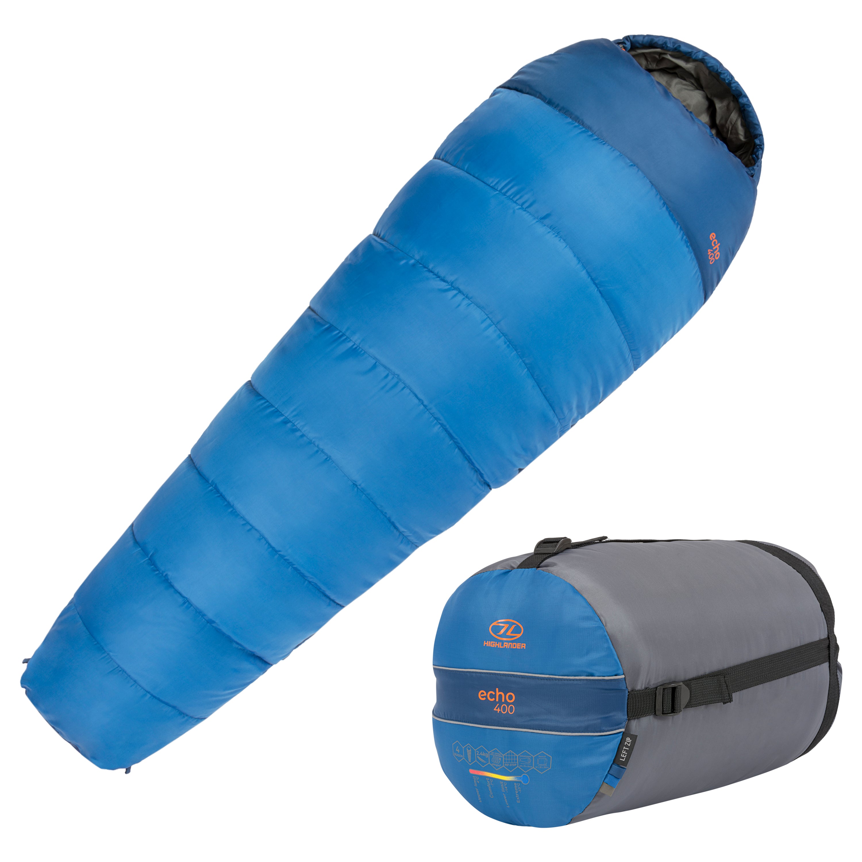 Highlander Echo 400 sac de couchage momie bleu 4 saisons