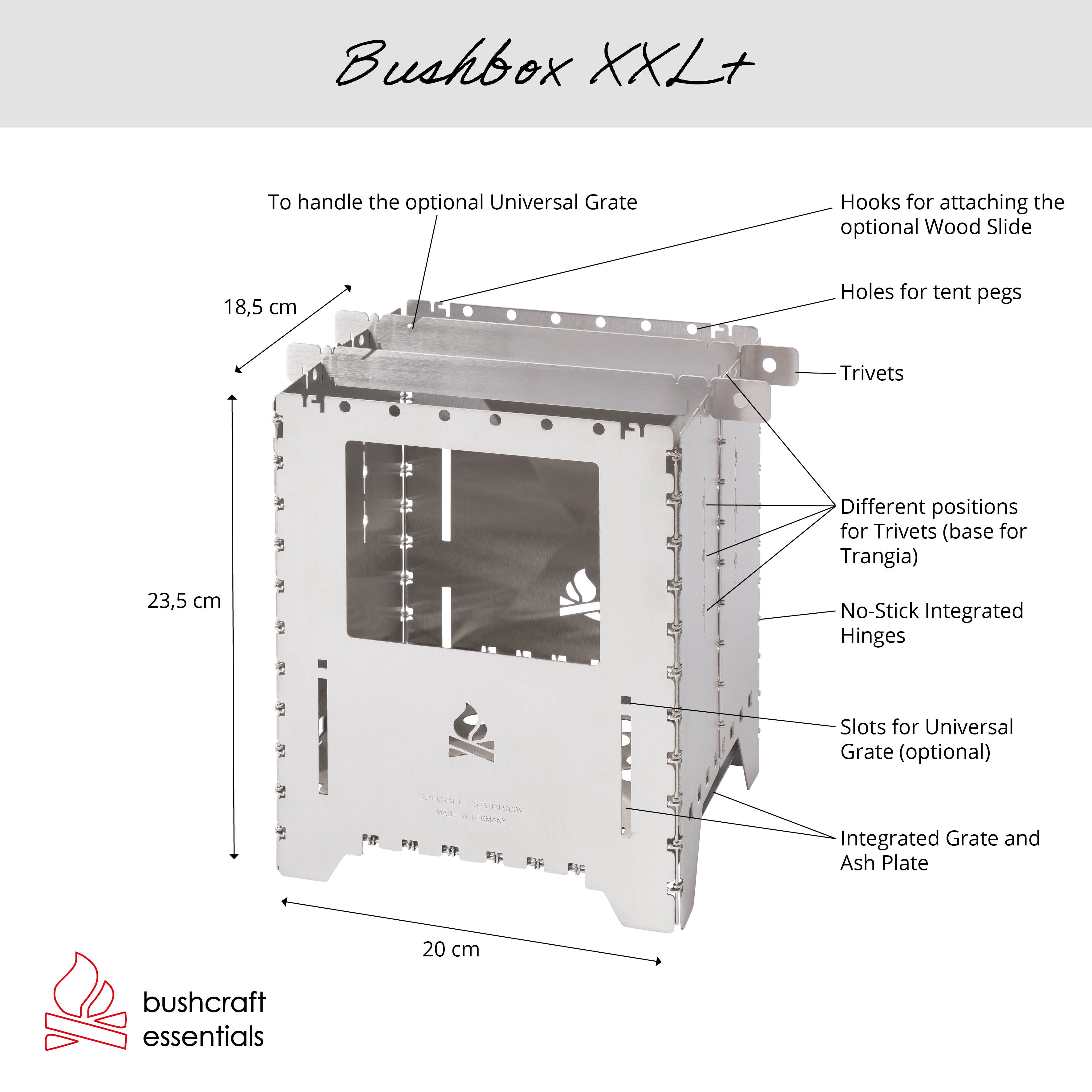 Bushcraft Essentials Bushbox XXL+ Titanium réchaud bois titane 1000 g