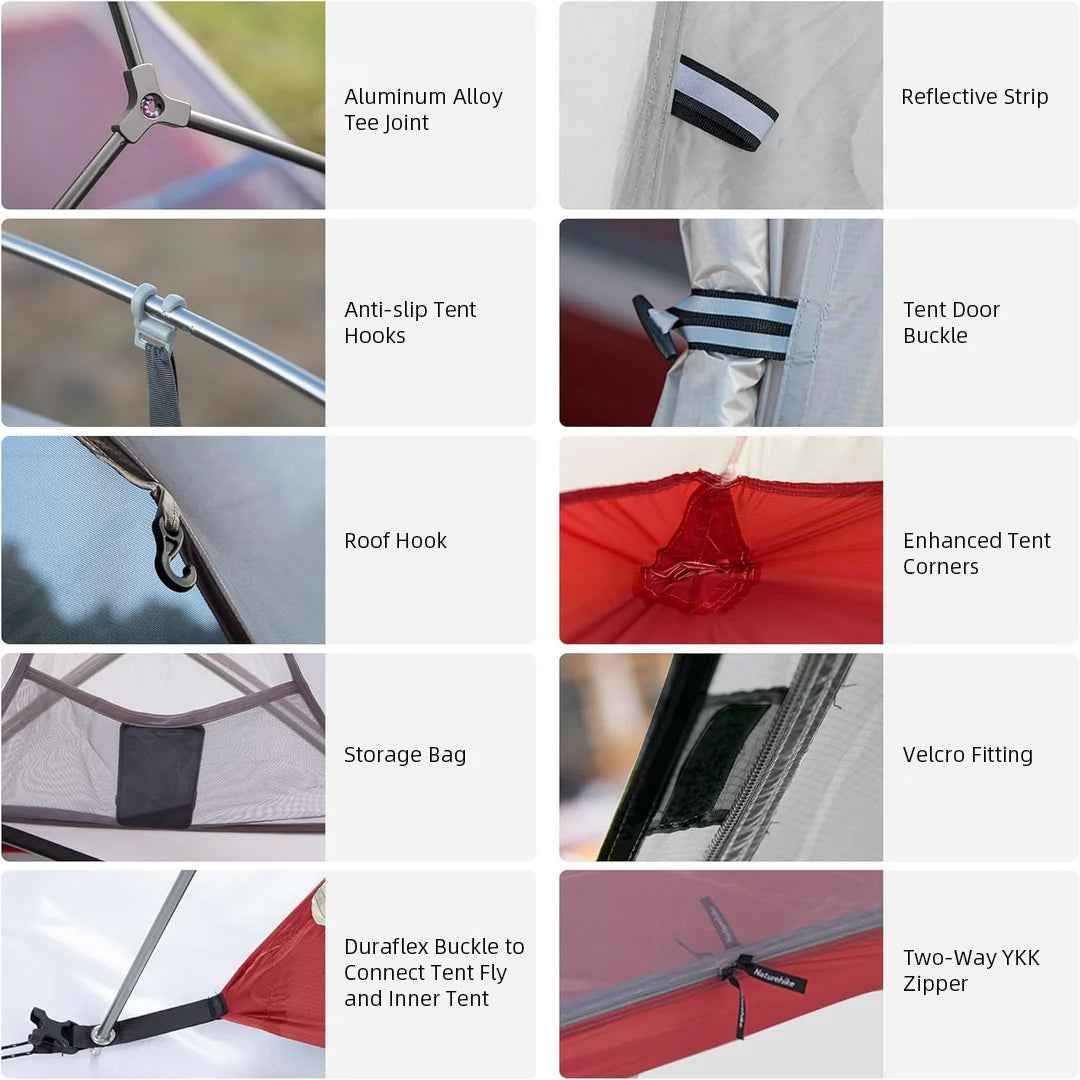 Naturehike Cloud Up tente rando 2 places 20D Gris nylon